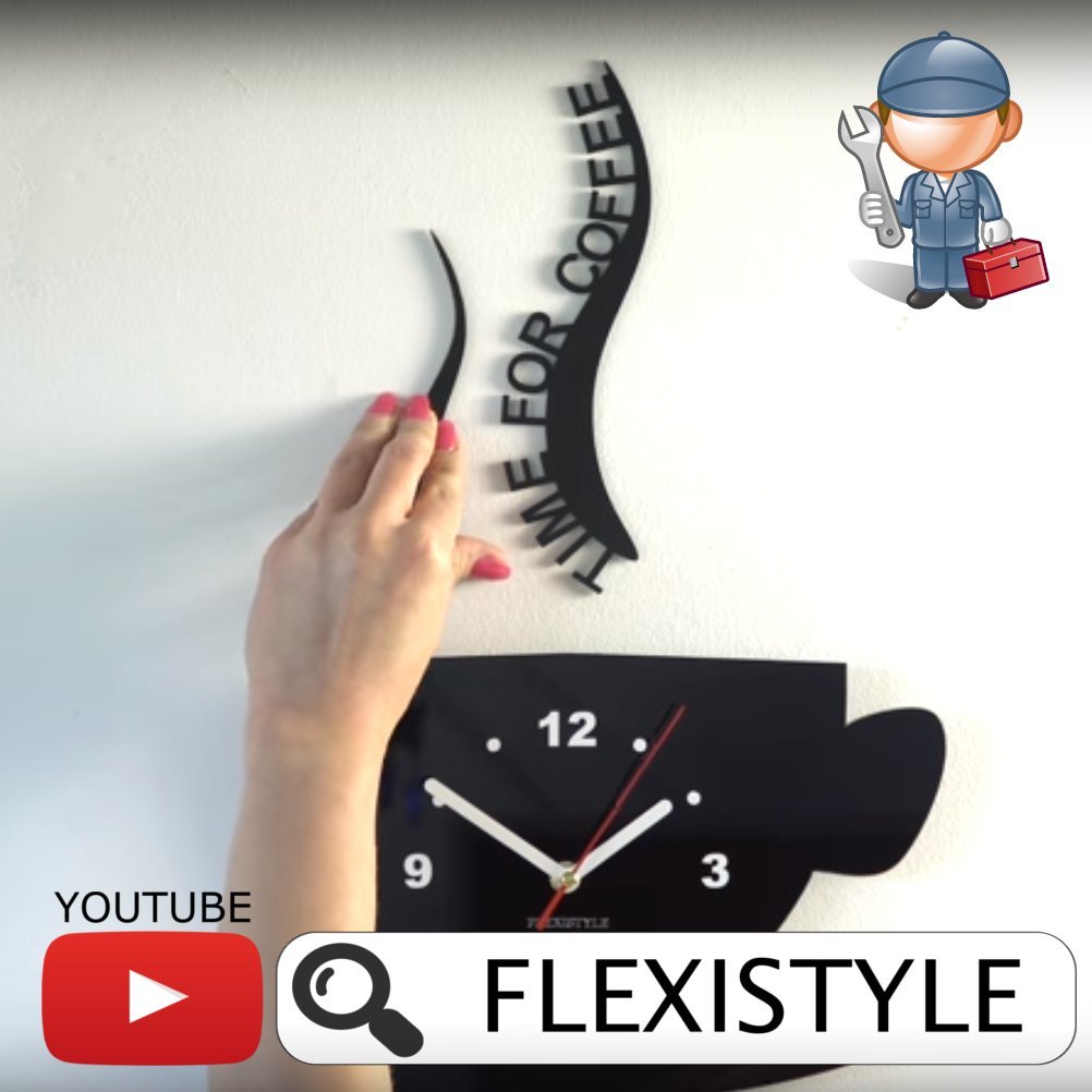 Black Kitchen Wall Clock - Perfect for Coffee Lovers & Home Decor | Ideal for Kitchen, Office, and Cafe Use