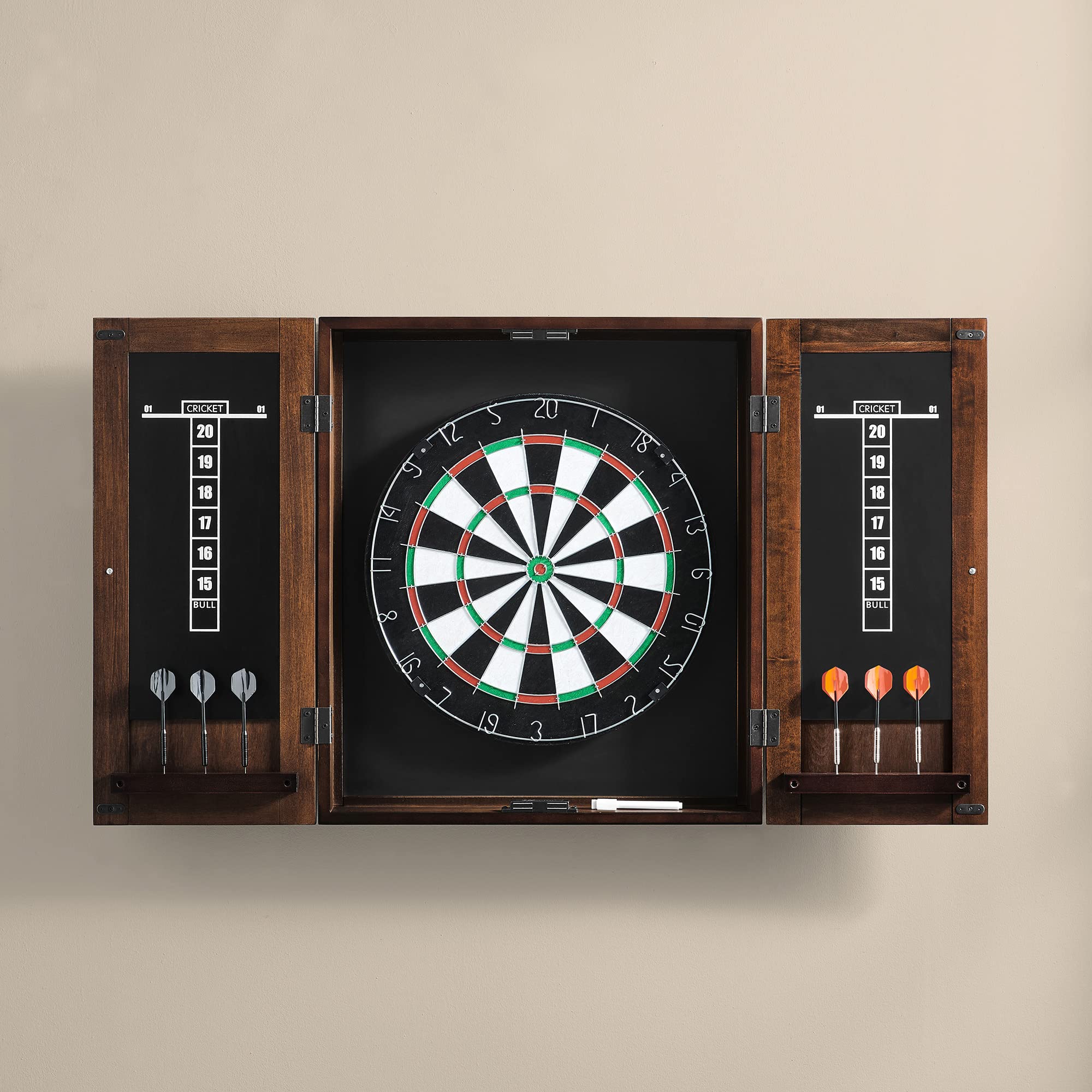 Premium Dart Cabinet for Whiskey Storage - Organize & Display Your Whiskey Collection in Style - Perfect for Home Bars, Game Rooms & Man Caves