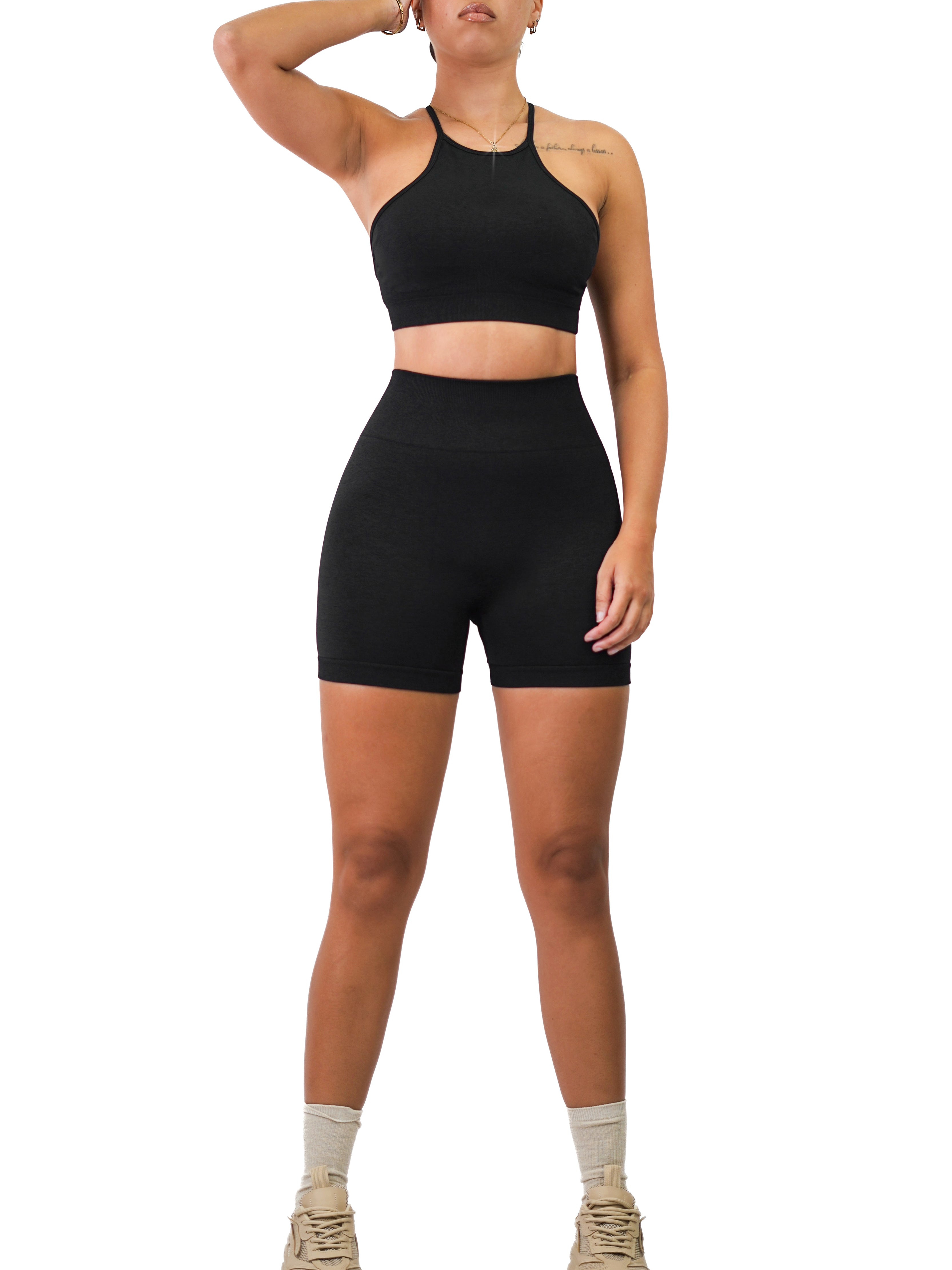 Mid Waist Contour Shorts for Women - High Waist Shaping Shorts Black - Tummy Control Shapewear for Workout, Yoga & Everyday Wear
