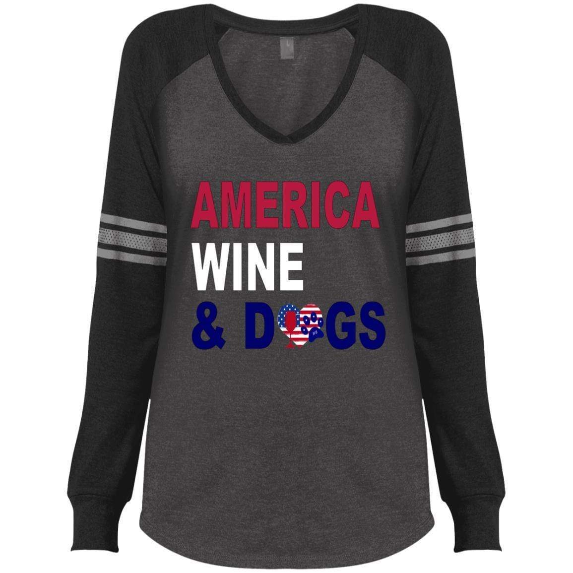 WineyBitches.Co Women's Long Sleeve V-Neck Gaming T-Shirt - Comfortable Casual Tee for Gamers, Lounge Wear & Everyday Outfits