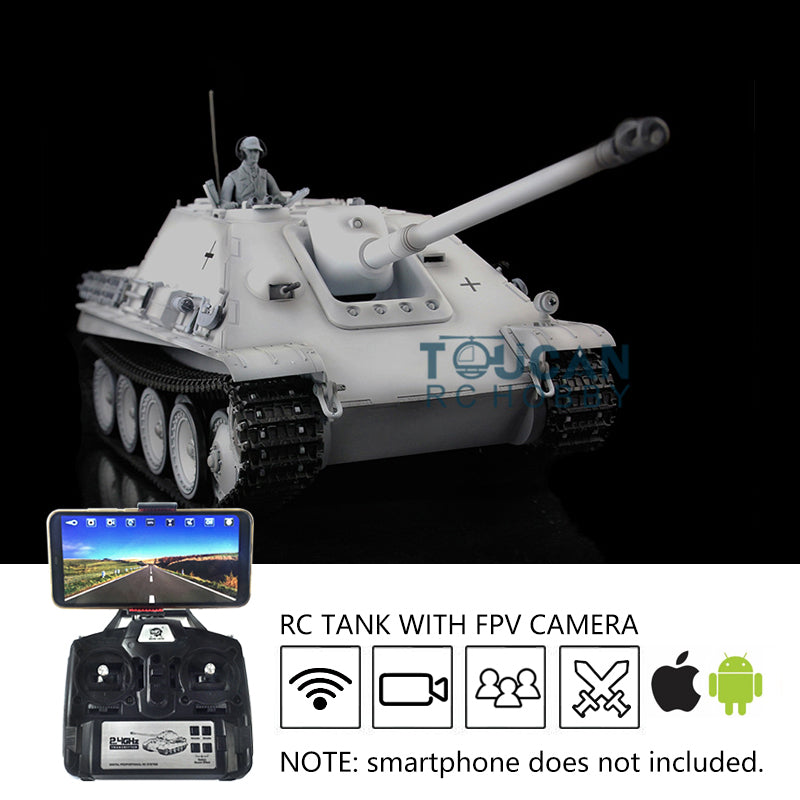 Henglong 1/16 Scale 7.0 RTR RC Tank - German Jagdpanther Model 3869 with FPV, Metal Tracks, Sound Effects & BB Shooting | Realistic Battle Simulation for Adults & Collectors | Perfect for Military Enthusiasts, Wargaming & Display