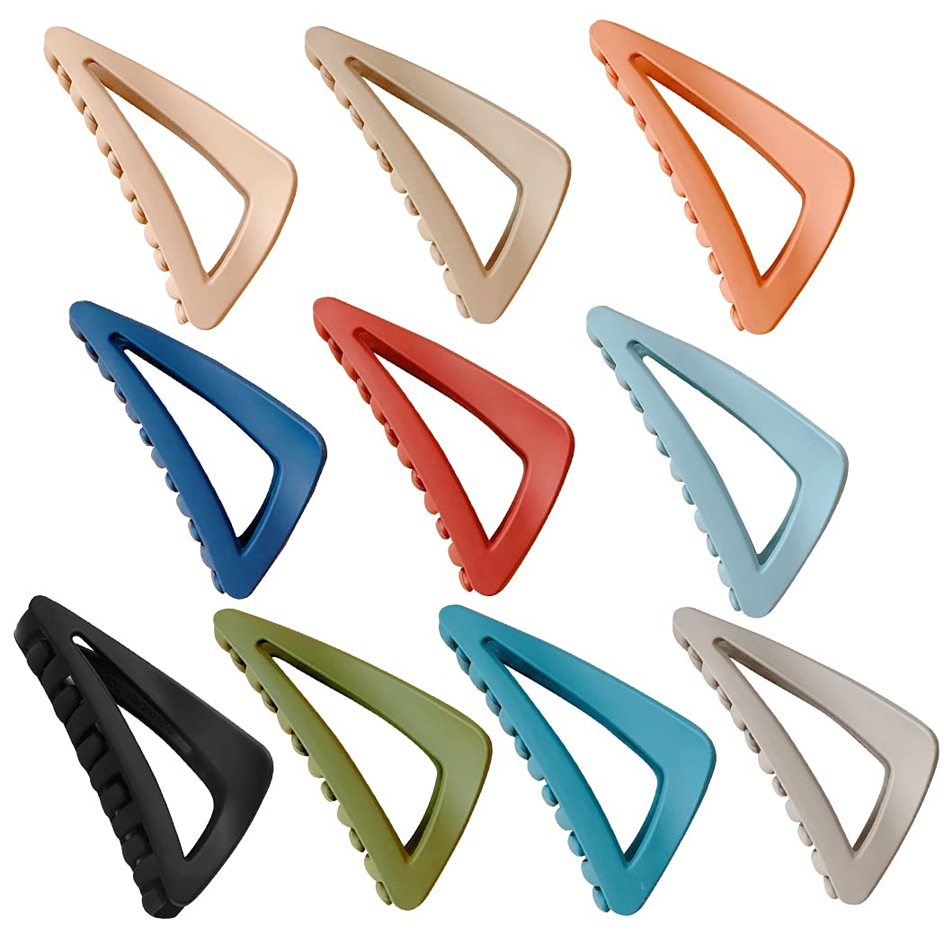 Licogel Matte Triangle Hair Claw Clips Set - Large Decorative Hair Clamps for Thick Curly Hair | Fashionable & Simple Hair Accessories for Women, Perfect for Work, Gym, and Everyday Styling