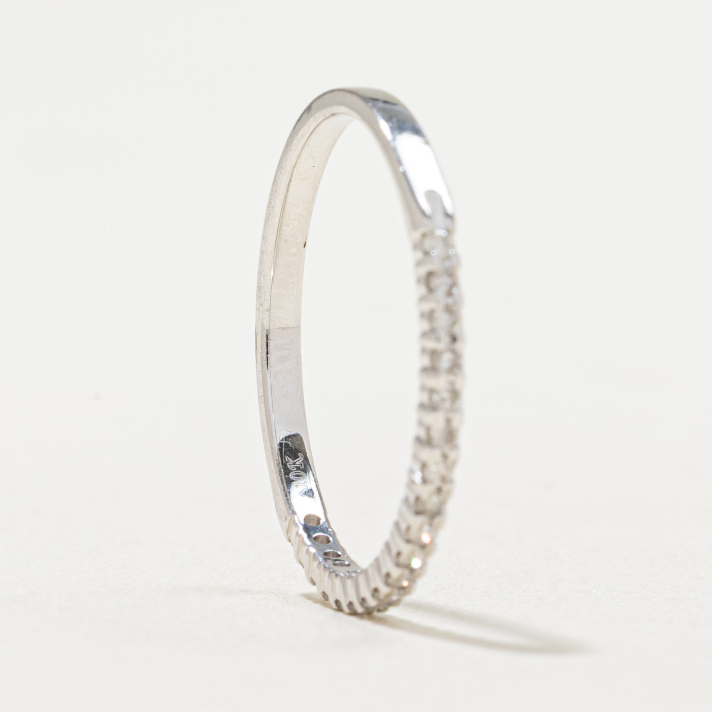 Semi Eternity Diamond Wedding Band Ring - 0.15ctw Round Cut Diamond Engagement Ring for Women - Size 7.25 - Perfect for Anniversary, Proposal, or Bridal Jewelry Gift