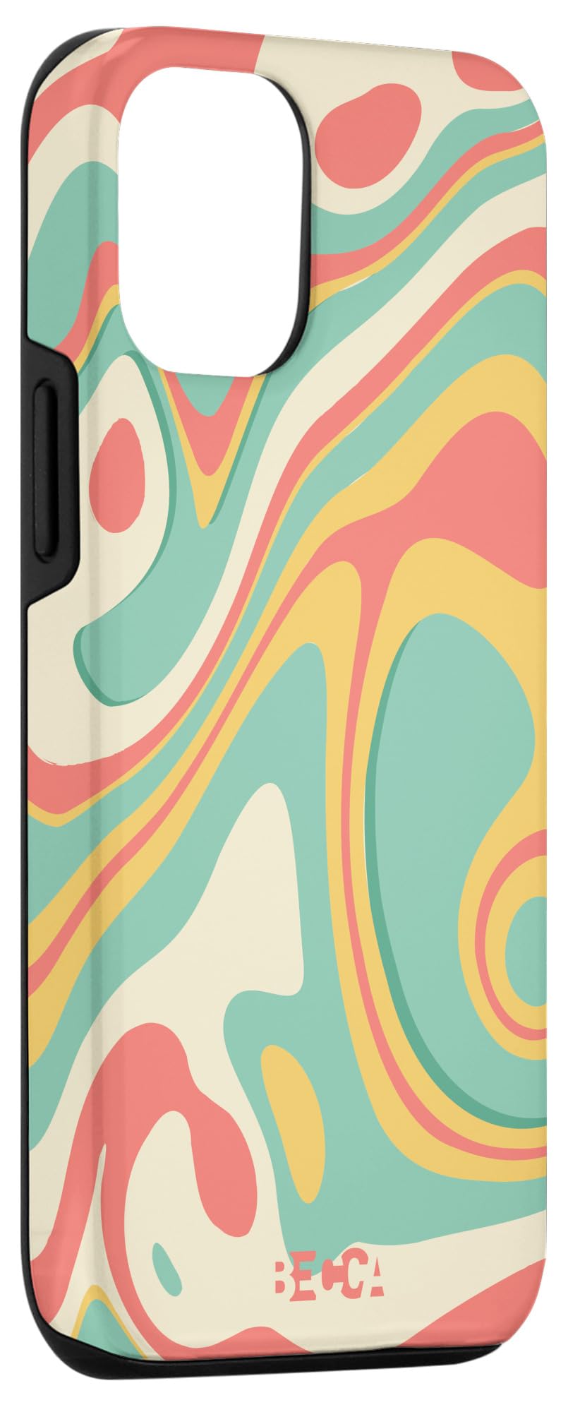 Retro Groovy Liquid Swirl iPhone 12/12 Pro Case - 70s 80s Psychedelic Trippy Design - Protective Cover for Daily Use, Parties & Music Festivals