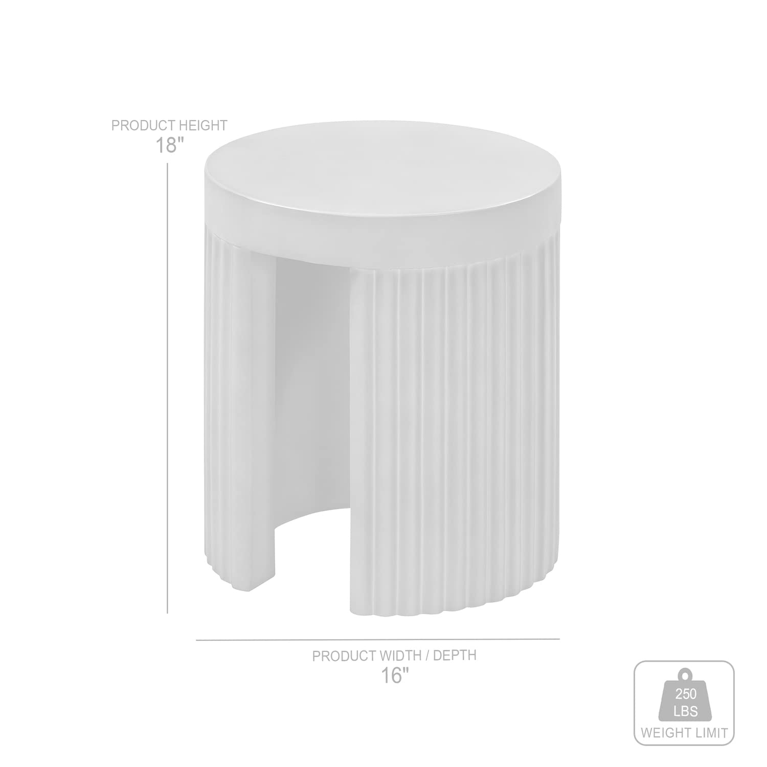 Wave Round Concrete Accent Stool - Indoor/Outdoor Side Table, End Table in Modern Grey | Perfect for Patio, Living Room & Bedroom Decor