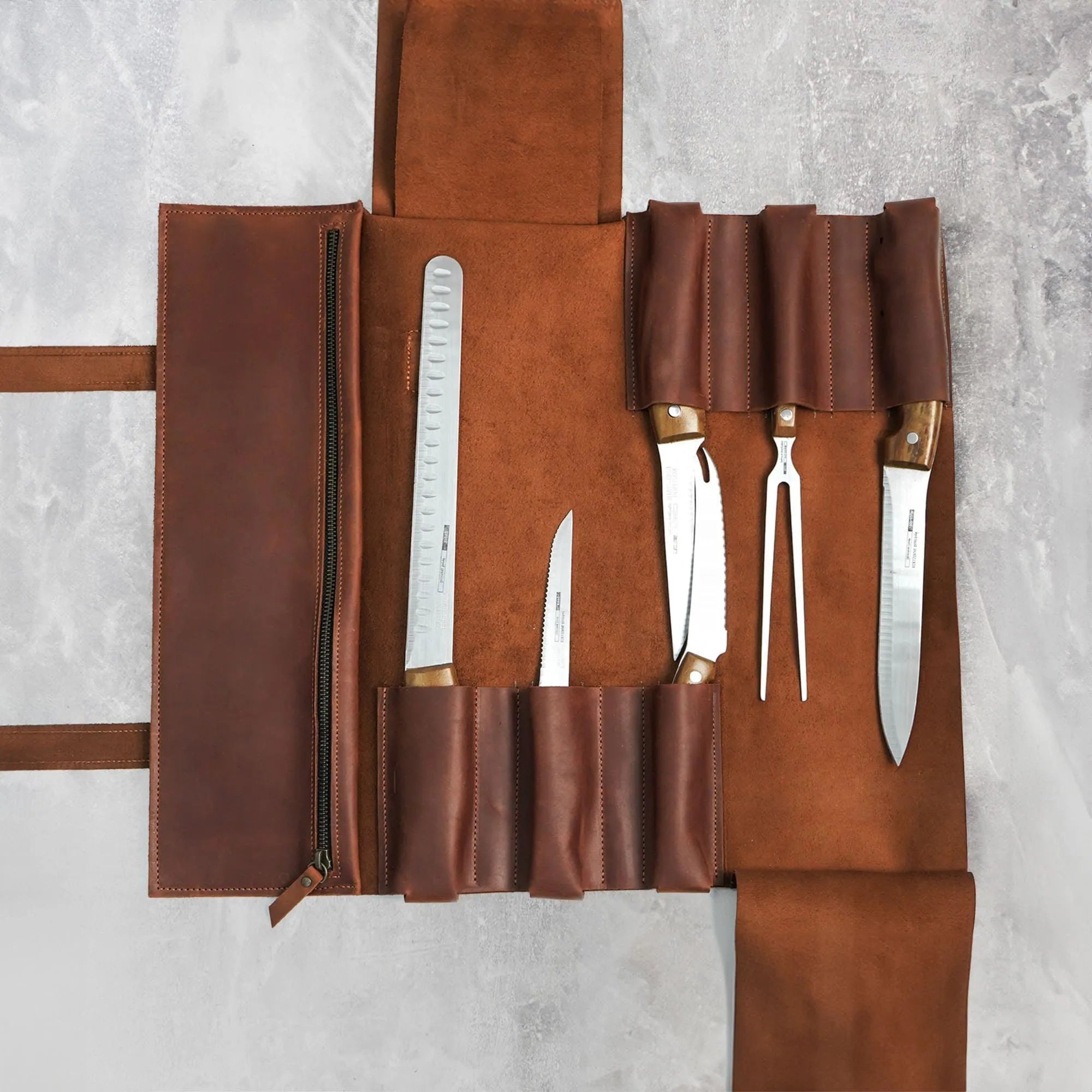 Premium Leather Knife Roll for Chefs & Butchers - Durable Professional Knife Storage Case with 12 Slots - Perfect for Kitchen, Camping & Culinary Gifts
