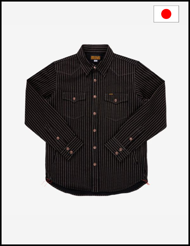 Iron Heart IHSH-227 12oz Wabash CPO Shirt - Black | Vintage Workwear Style for Motorcycle Riding & Outdoor Adventures