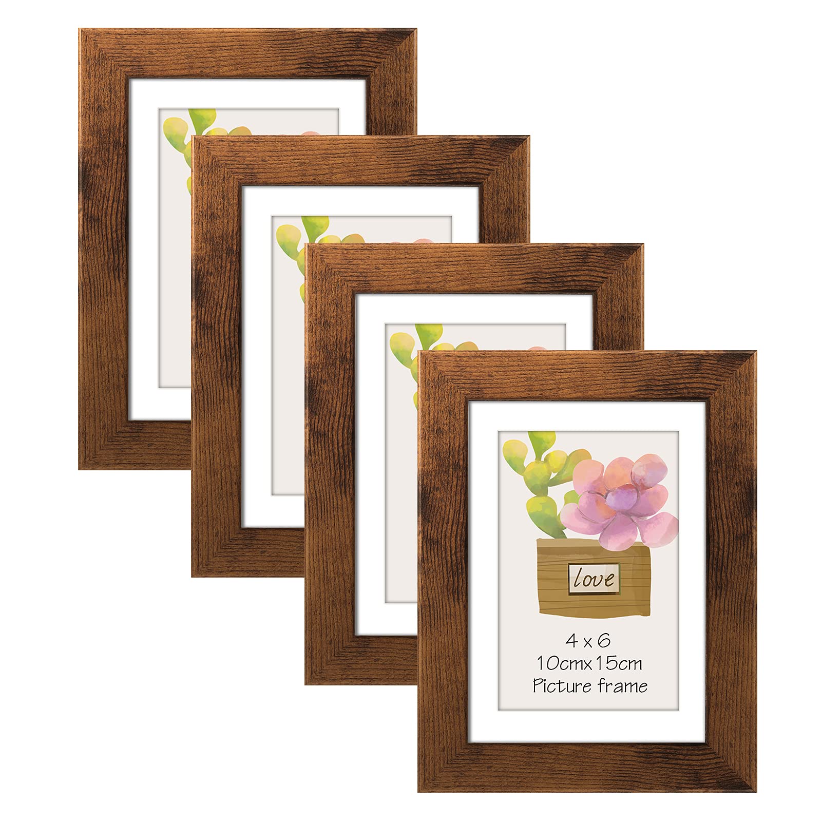 4x6 Picture Frames Set of 4 - Black Wooden Photo Frames for Wall or Tabletop Display - Perfect for Family Photos, Wedding Pictures, and Home Decor