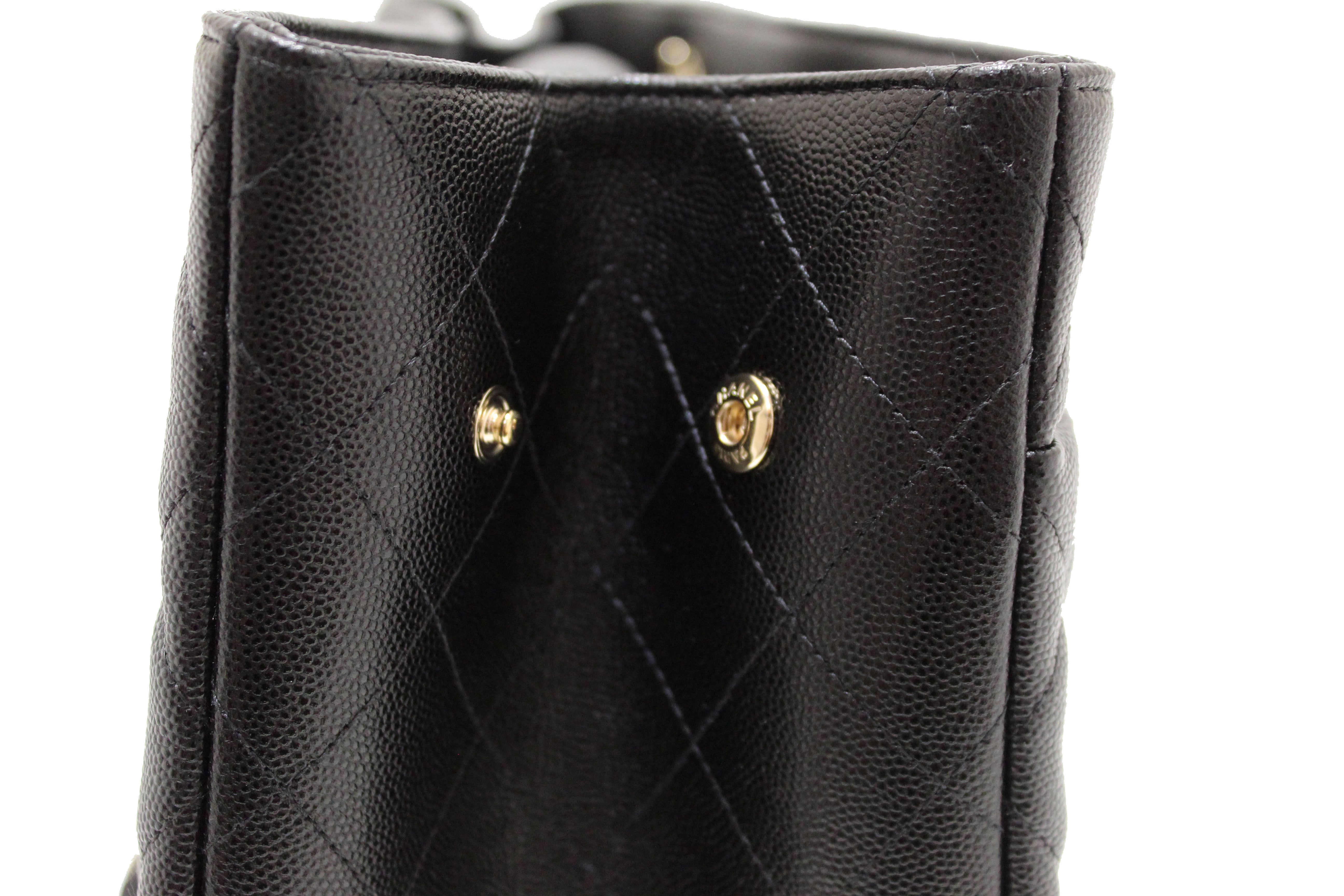 Authentic Chanel Black Quilted Caviar Leather Large Shopping Tote Bag for Women - Luxury Designer Handbag for Work, Travel & Everyday Use