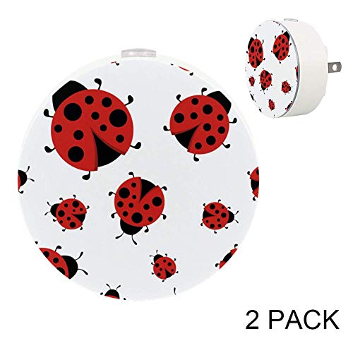 Ladybugs Pattern LED Night Light with Motion Sensor - 2 Pack for Bedroom, Hallway, Kitchen & Nursery | Energy-Efficient, Soft Glow Lighting for Kids Room, Bathroom & Staircase