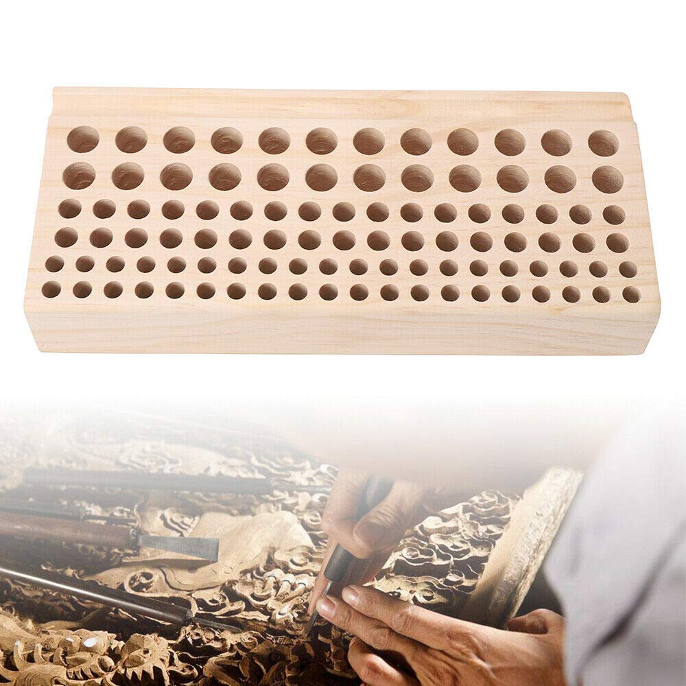 Fetcoi 98 Holes Leather Craft Tool Holder - Professional Wooden Leather Tool Organizer Storage Box for Leatherworking, DIY Crafting & Repair | Perfect for Workshops, Studios & Home Leather Craft Projects