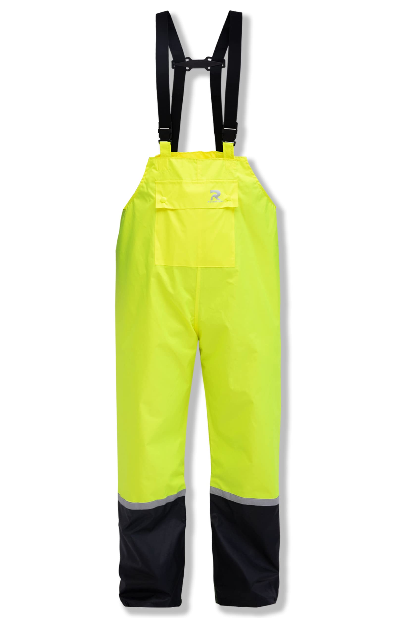 RainRider Waterproof Rain Bib Pants for Men & Women - 150D Oxford Rip-Stop Work Overalls - Heavy Duty Safety Trousers for Construction, Fishing & Outdoor Activities