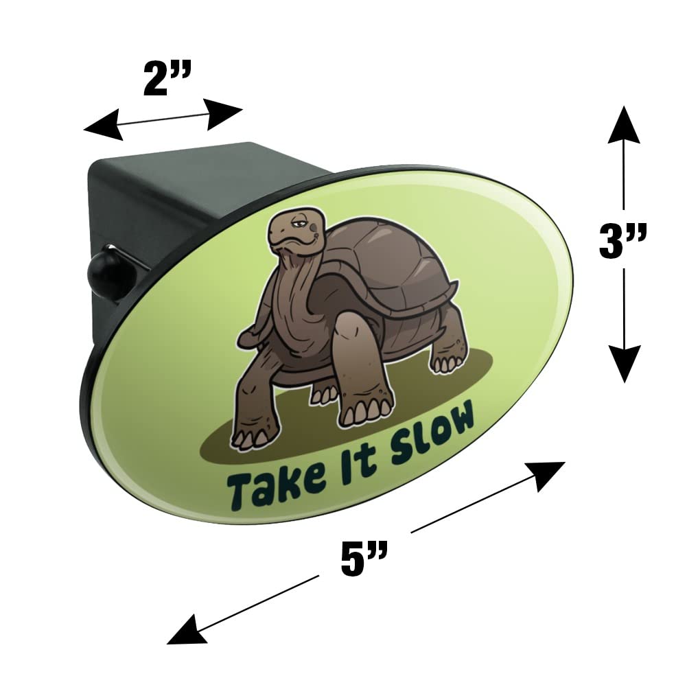 Tortoise 'Take It Slow' Turtle Oval Tow Trailer Hitch Cover Plug Insert - Durable Hitch Protector for Trucks & SUVs - Perfect for Road Trips & Camping Adventures