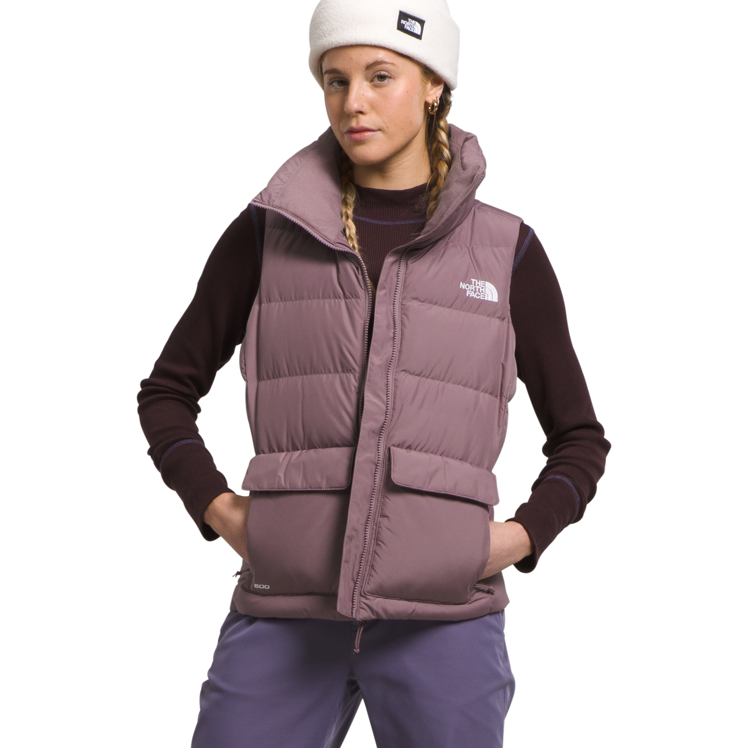 The North Face Women's Gotham Vest - Lightweight Down Puffer Jacket in Fawn Grey for Outdoor Hiking & Winter Fashion
