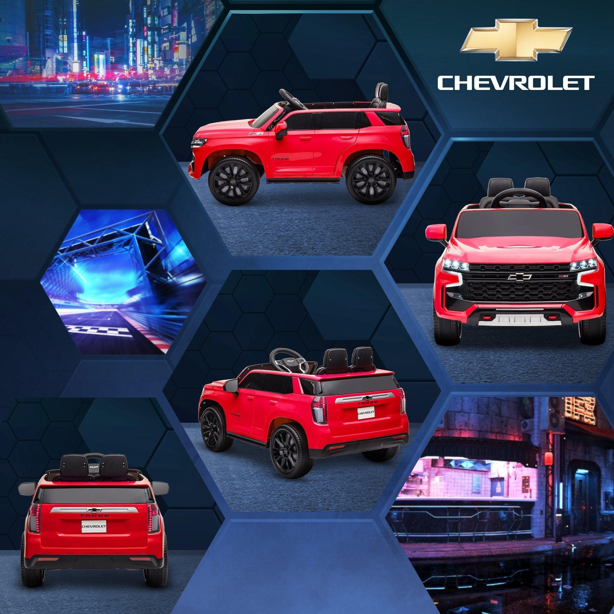 Chevrolet TAHOE Licensed 12V Battery Powered Kids Electric Ride-On Car with Parent Remote Control, Music, Lights & Horn - Red Toy Car for Boys & Girls Ages 3-6 | Perfect for Birthday Gifts, Outdoor Play & Backyard Fun