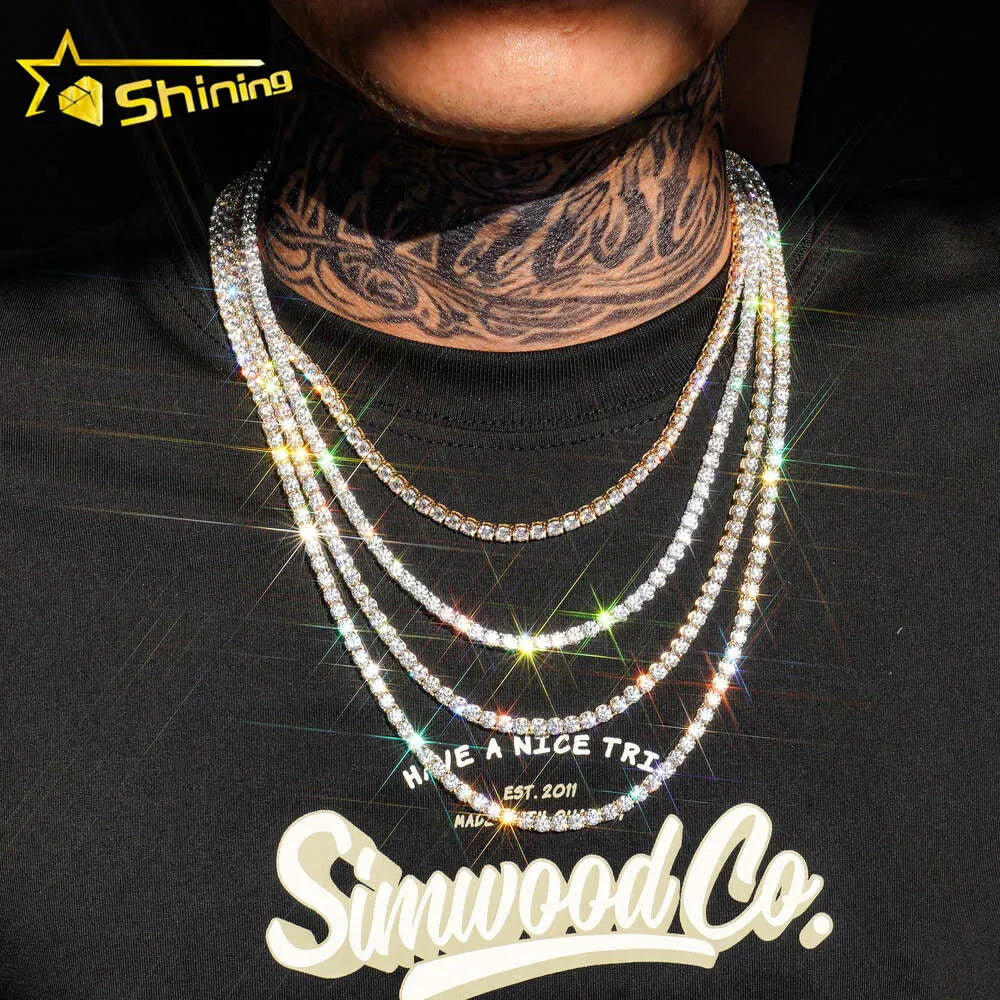 24K Gold Plated Moissanite Cuban Link Chain Necklace for Men - Iced Out Tennis Chain Jewelry - Perfect for Hip Hop Fashion, Gifts & Special Occasions