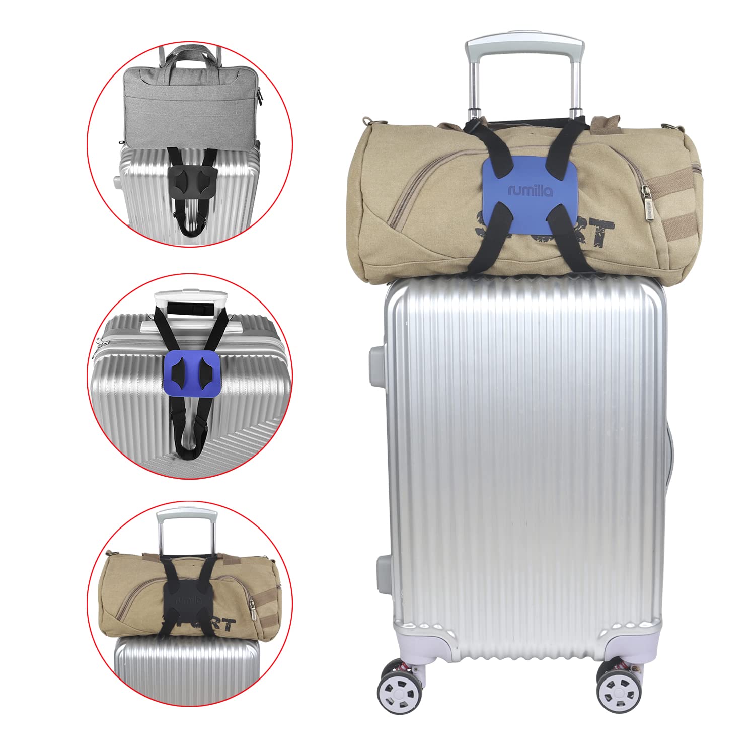 **Elastic Luggage Bungee Strap - Travel Suitcase Belt for Securing Extra Bags (Easy Version, Blue) - Perfect for Airports, Road Trips & Train Travel**