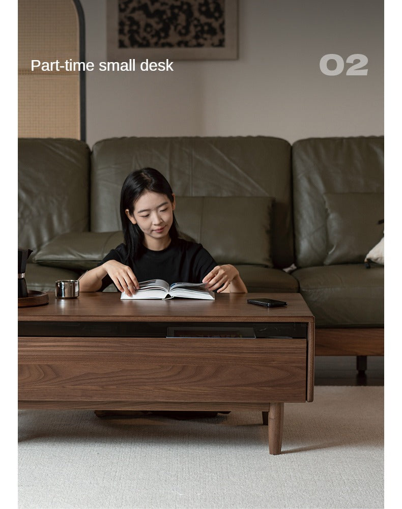 Premium Black Walnut Solid Wood Coffee Table - Handcrafted Modern Living Room Centerpiece for Home Decor & Entertaining