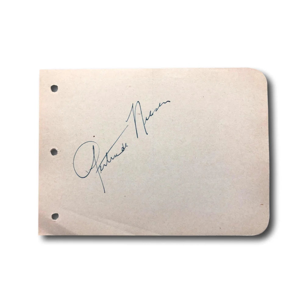 Gertrude Niesen Hand Signed Album Page with JSA COA - Vintage Actress Autograph Memorabilia for Collectors, Fans & Home Decor