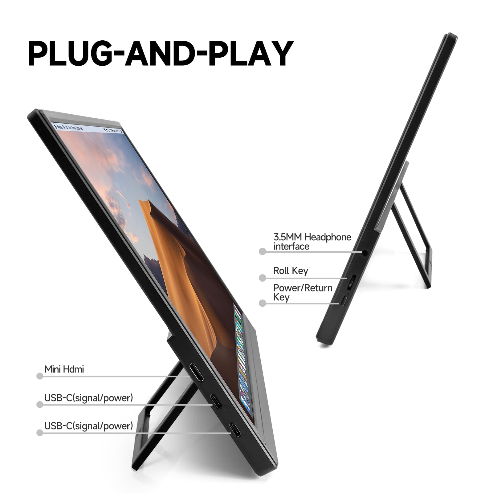 15.6 Inch Portable Monitor - 1080P HDR Dual Screen Folding Display with Stand & VESA Mount for Laptop, PC, Phone, Gaming - Ideal for Work, Travel, and Multi-Tasking (15.6 Inches)