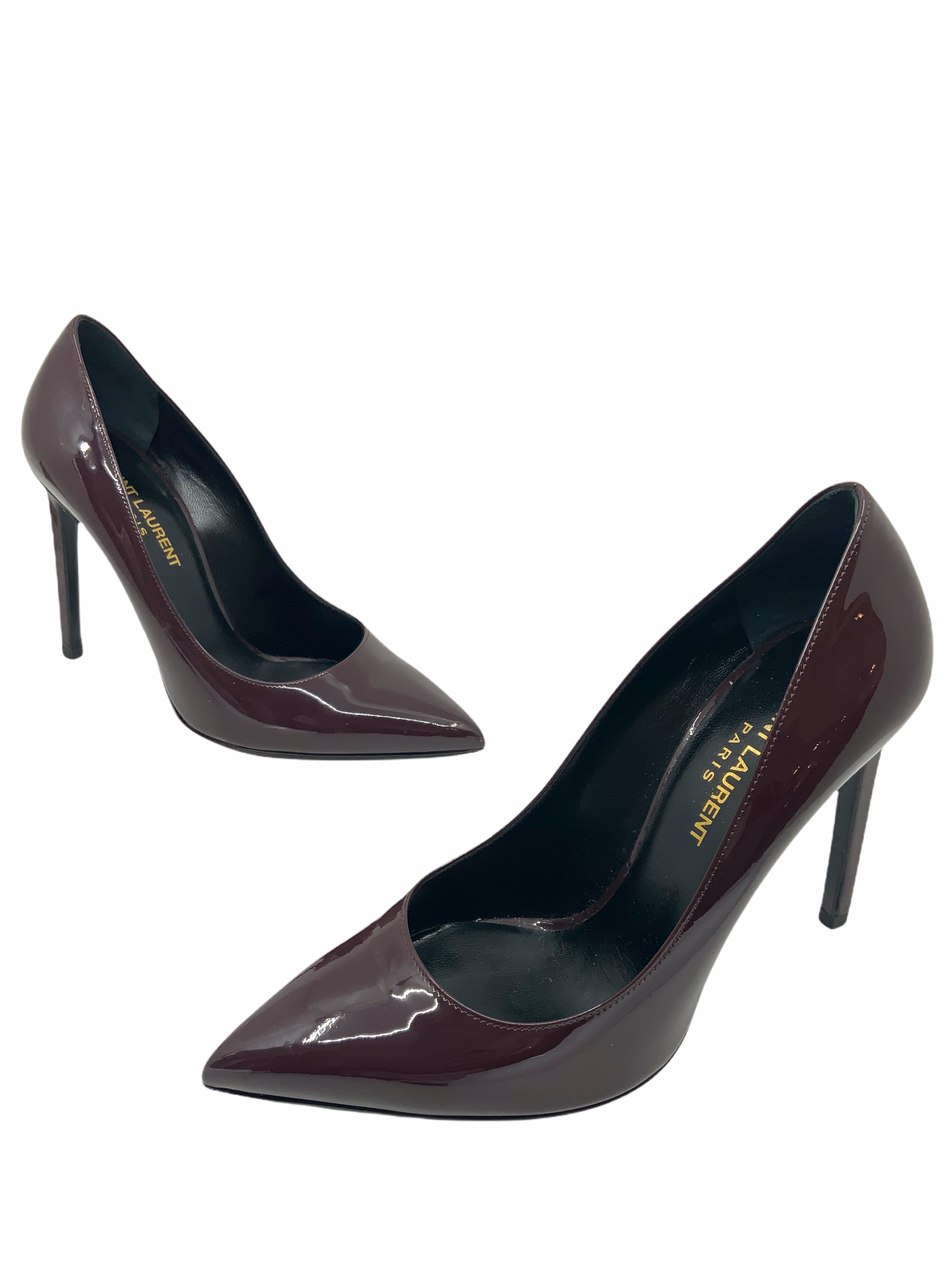 Saint Laurent Patent Leather Pointed Toe Pumps - Women's Size 7 (US) | Luxury High Heels for Evening Parties & Formal Events