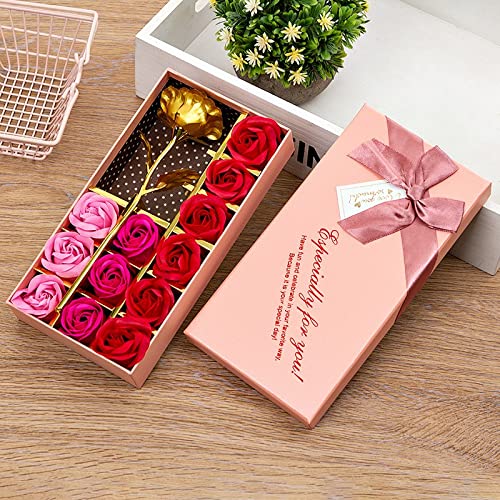 12 PCS Floral Scented Bath Soap with Rose Petals & Gold Foil - Luxury Handmade Rose Soap Bars in Gift Box for Valentine's Day, Anniversary, Birthday & Mother's Day - Perfect for Romantic Gifts, Spa Days & Self-Care Rituals
