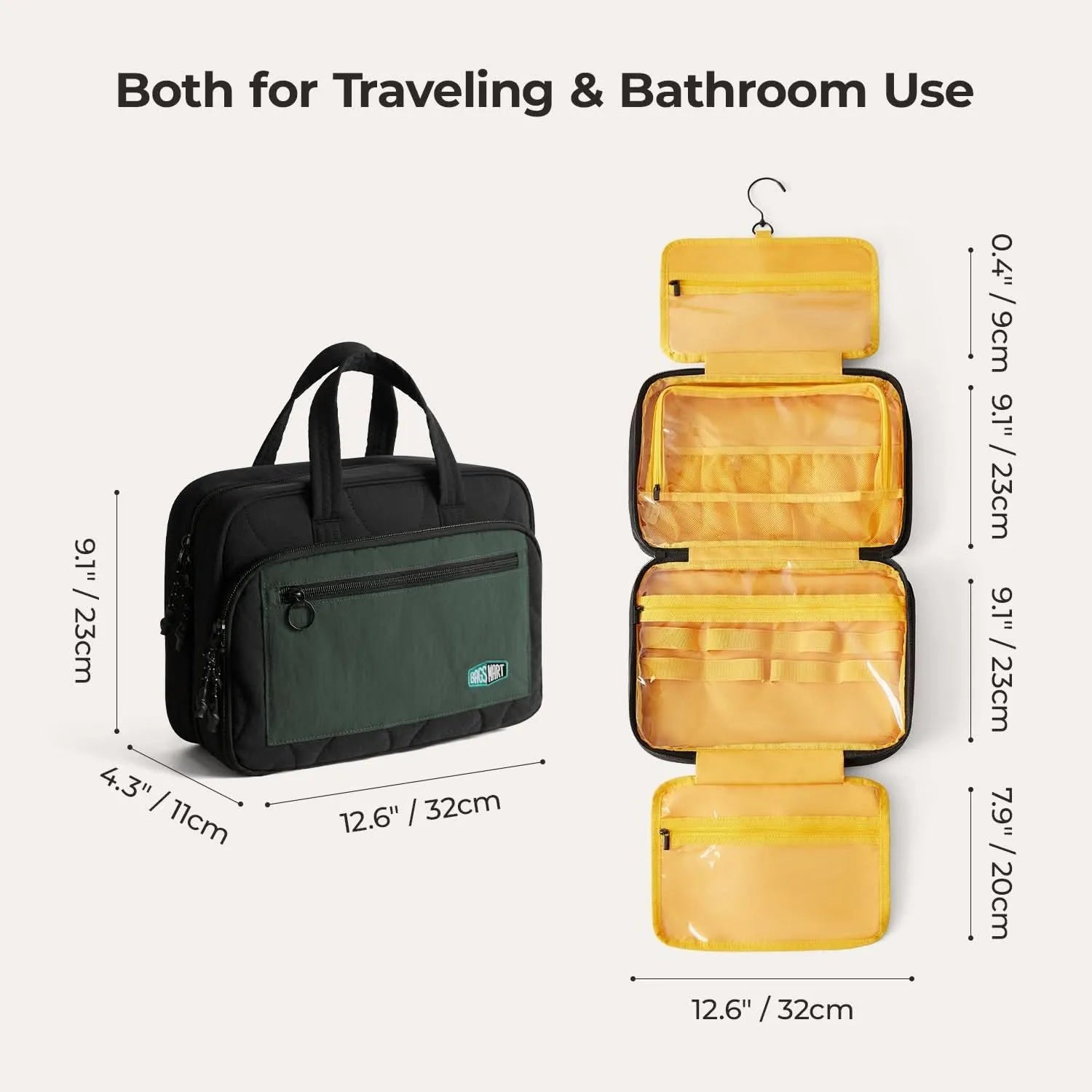 Paz Hanging Toiletry Bag for Travel - Waterproof Cosmetic Organizer with Multiple Pockets - Perfect for Bathroom, Camping & Gym Essentials Storage