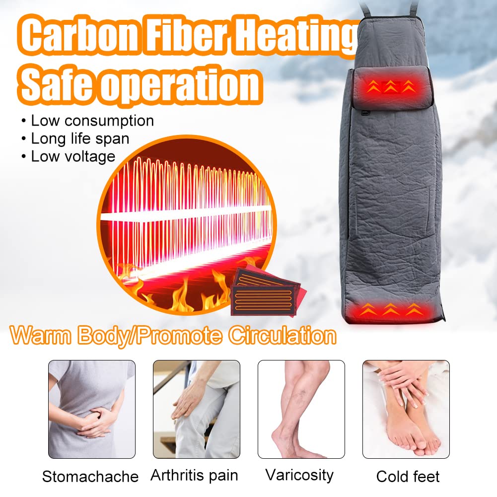 Electric Heated Blanket with Feet Pocket & Hand Warmer - 110V Full Body Warmer for Home & Office - 6 Temperature Settings & Timer - Cozy Flannel Walkable Foot Warmer for Winter, Camping & Cold Weather Use