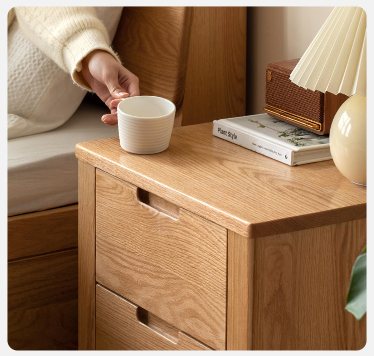 Solid Oak Wood Nightstand with Drawer - Rustic Bedside Table for Bedroom, Living Room & Office - Durable & Stylish Furniture for Home Decor
