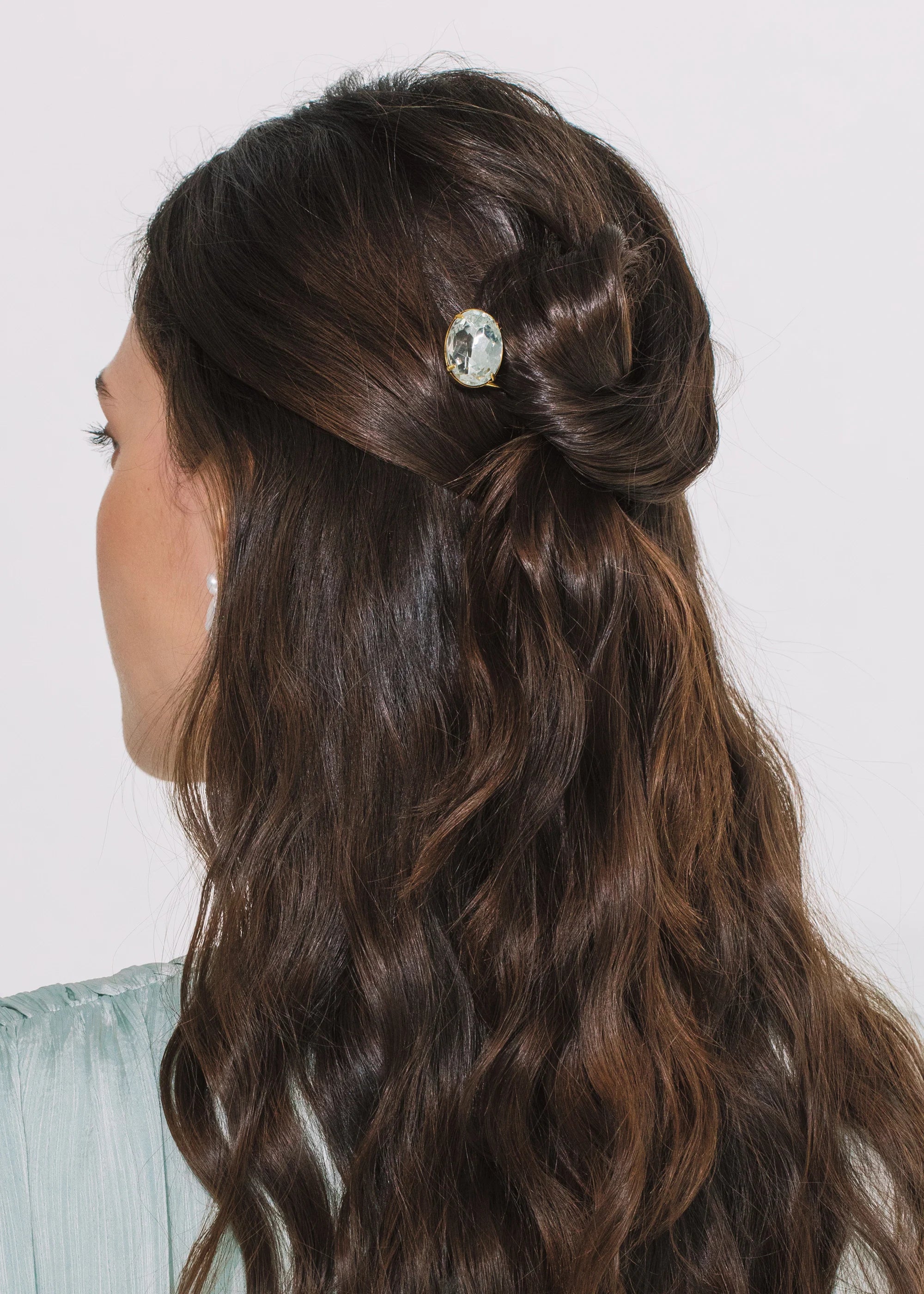 Elegant Crystal Gemma Hairpin - Vintage Gold Hair Accessory for Weddings, Parties & Special Occasions