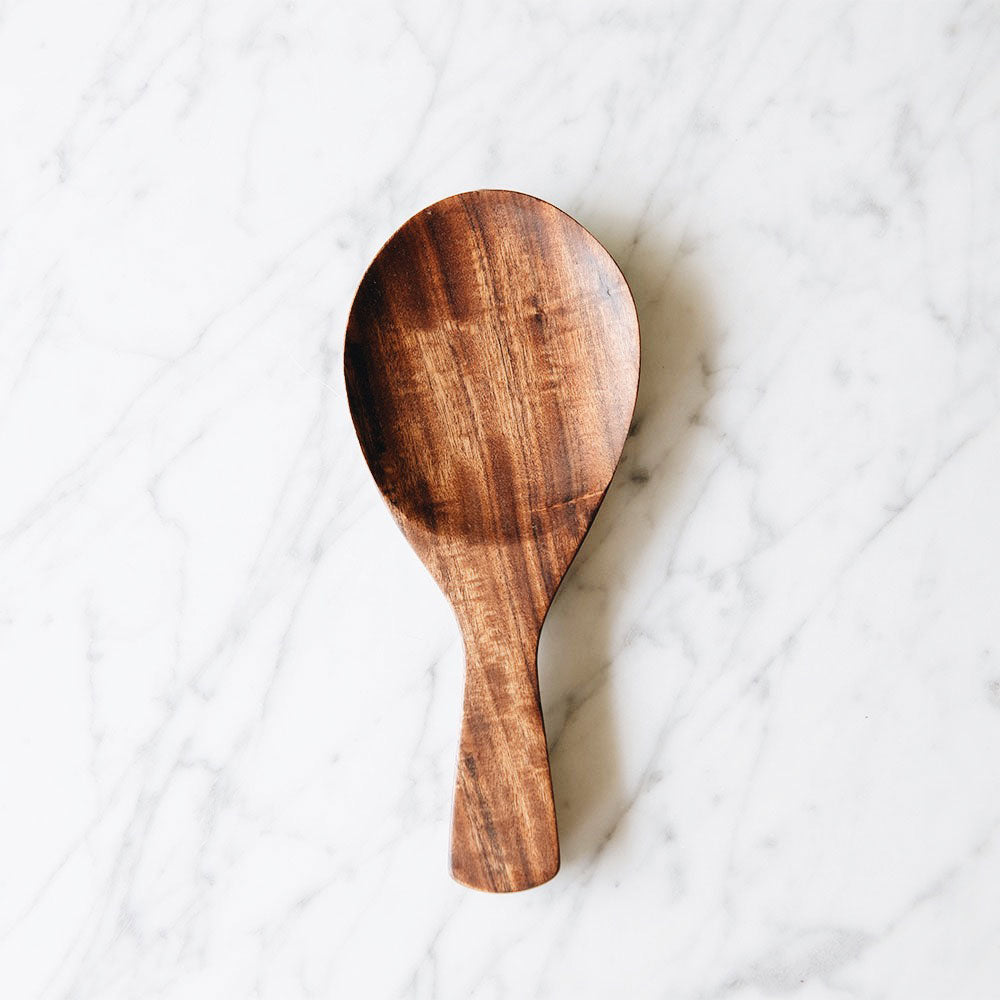 Premium Acacia Wood Rice Scoop - Natural Wooden Spoon for Cooking, Serving & Measuring Rice - Perfect for Kitchen, Dining & Food Presentation