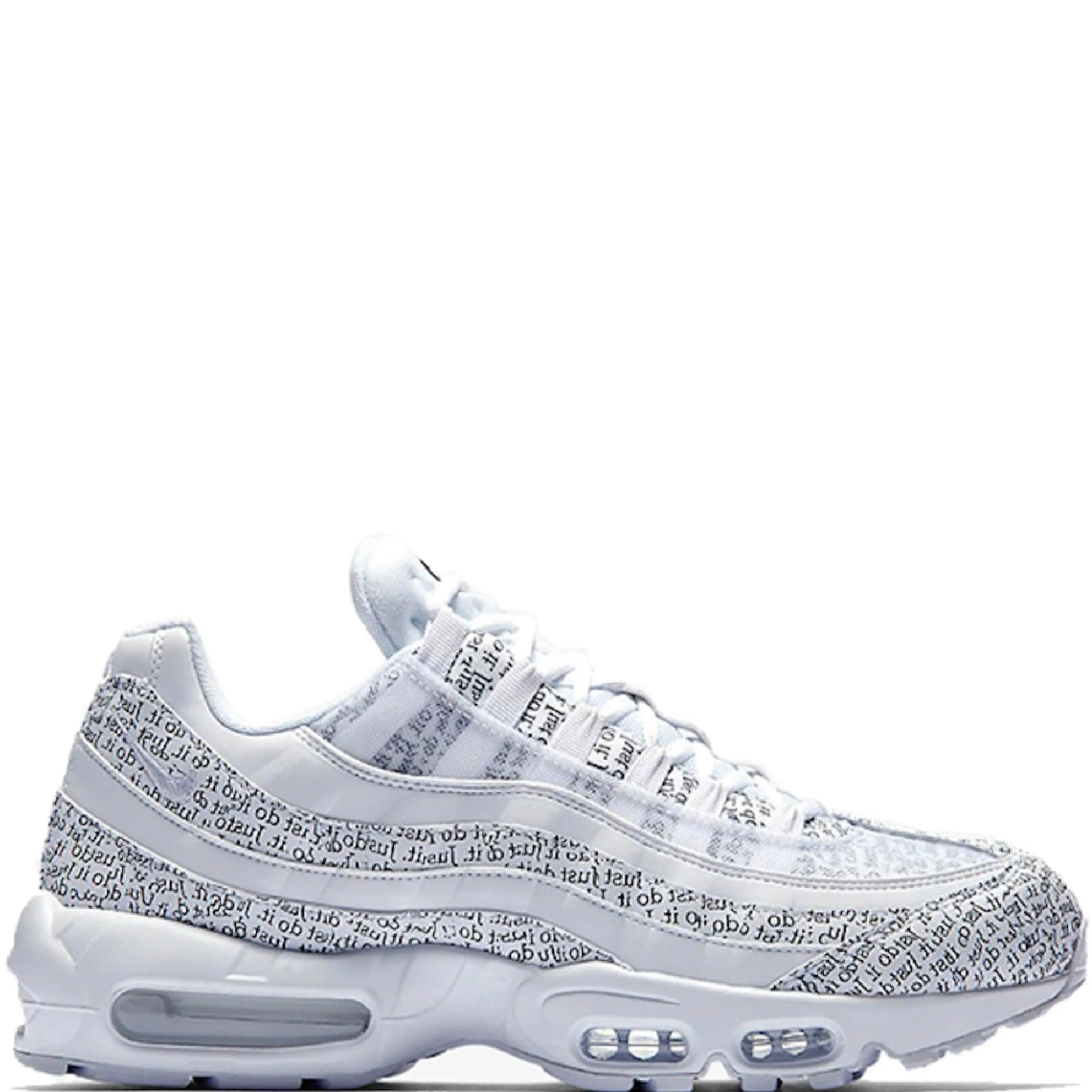 Nike Air Max 95 'Just Do It' Running Shoes - White & Black Cushioned Sneakers for Men & Women | Gym Workout, Jogging & Casual Streetwear Fashion