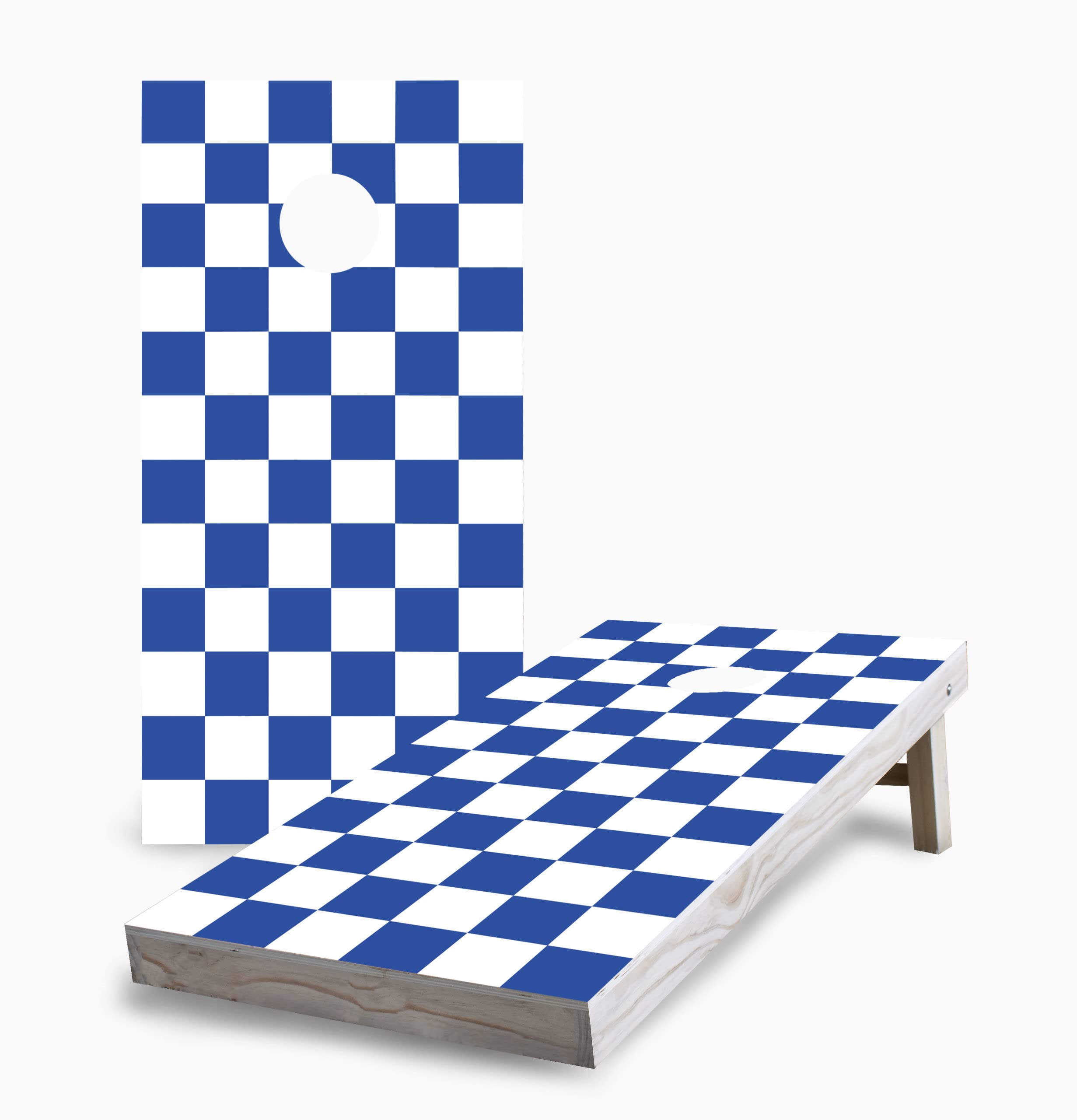 Skip's Garage Royal Checkered Corn Hole Board Set - 2 Boards & 8 Bags with Accessories - Premium Outdoor Lawn Game for Backyard, Tailgating, and Parties
