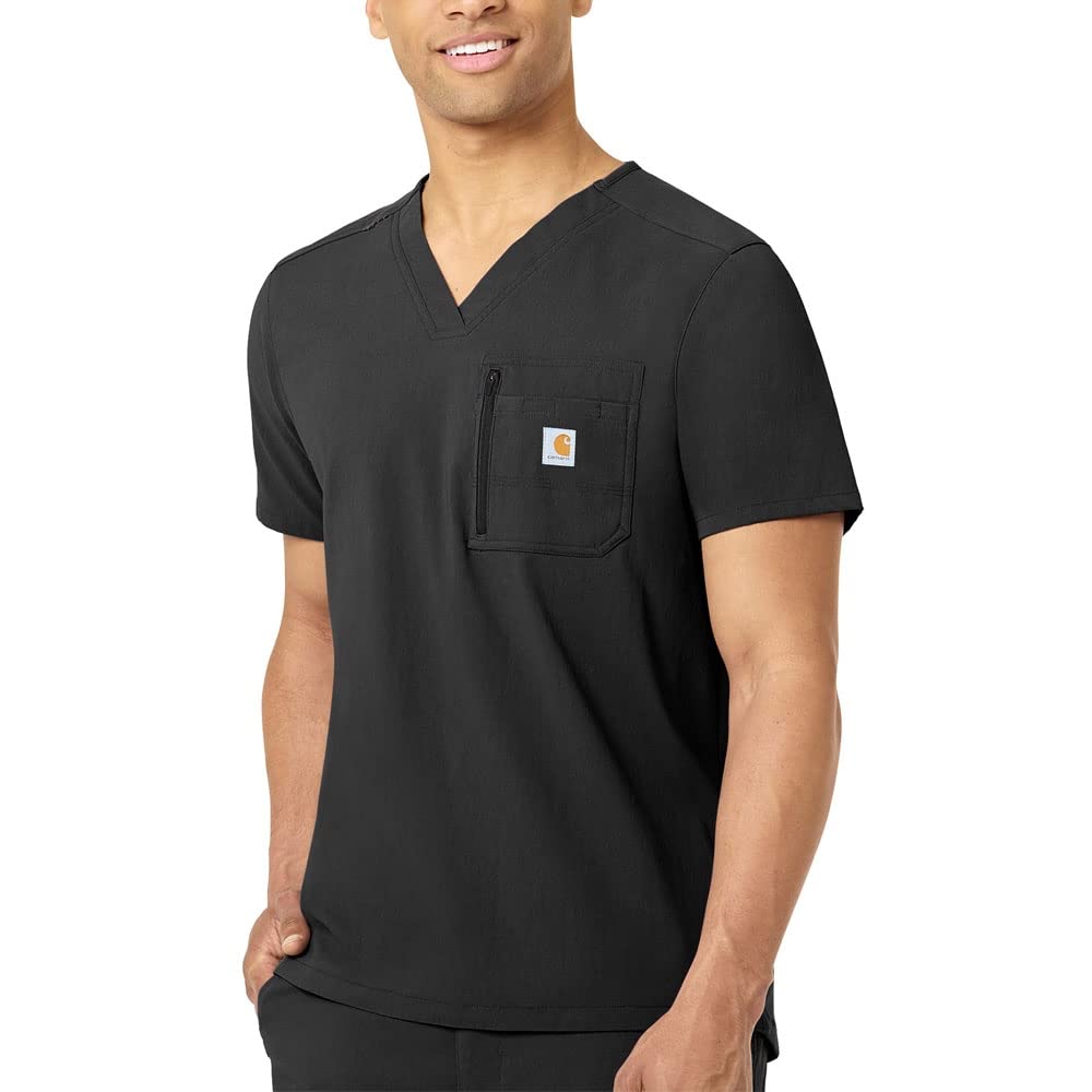 Carhartt Men's Modern Fit Tuck-In Scrub Top for Medical Professionals - Comfortable Workwear for Doctors, Nurses & Healthcare Workers