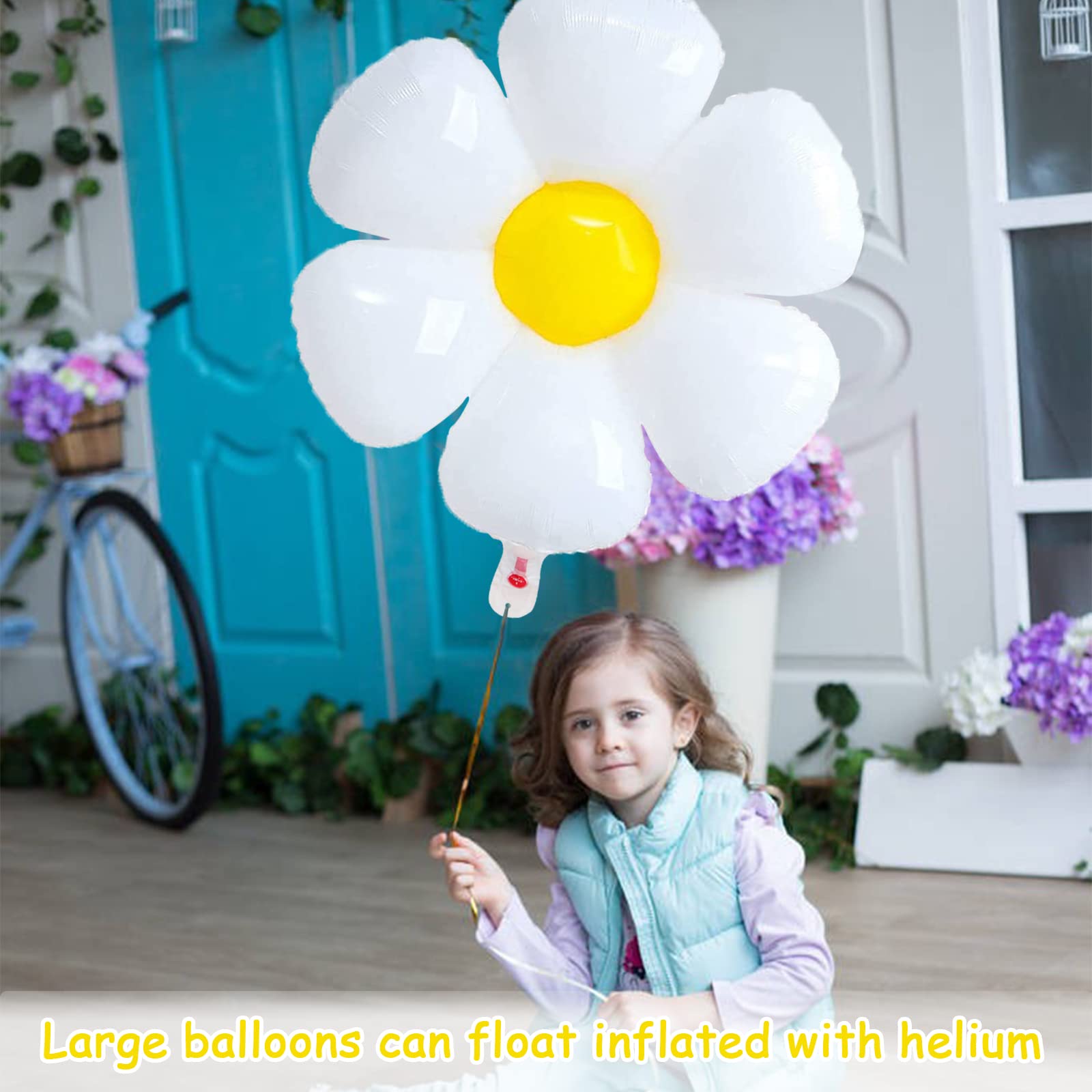 12 Pcs Daisy Balloons - 3 Sizes White Flower Balloons for Birthday, Baby Shower & Wedding Decorations | Daisy Party Supplies for Spring, Summer & Boho Themed Events