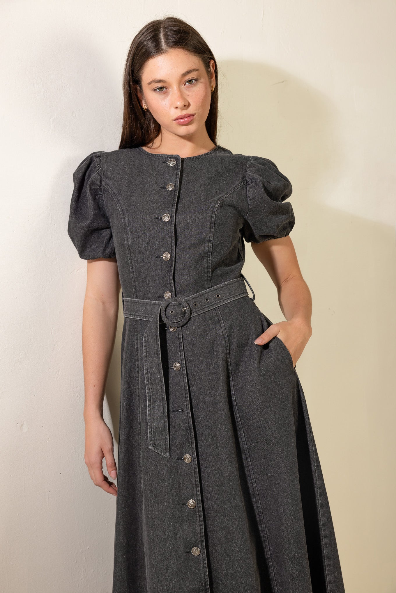 Stylish Black Denim Midi Dress for Women | Trendy Casual & Party Outfit | Perfect for Date Night, Office Wear & Evening Events