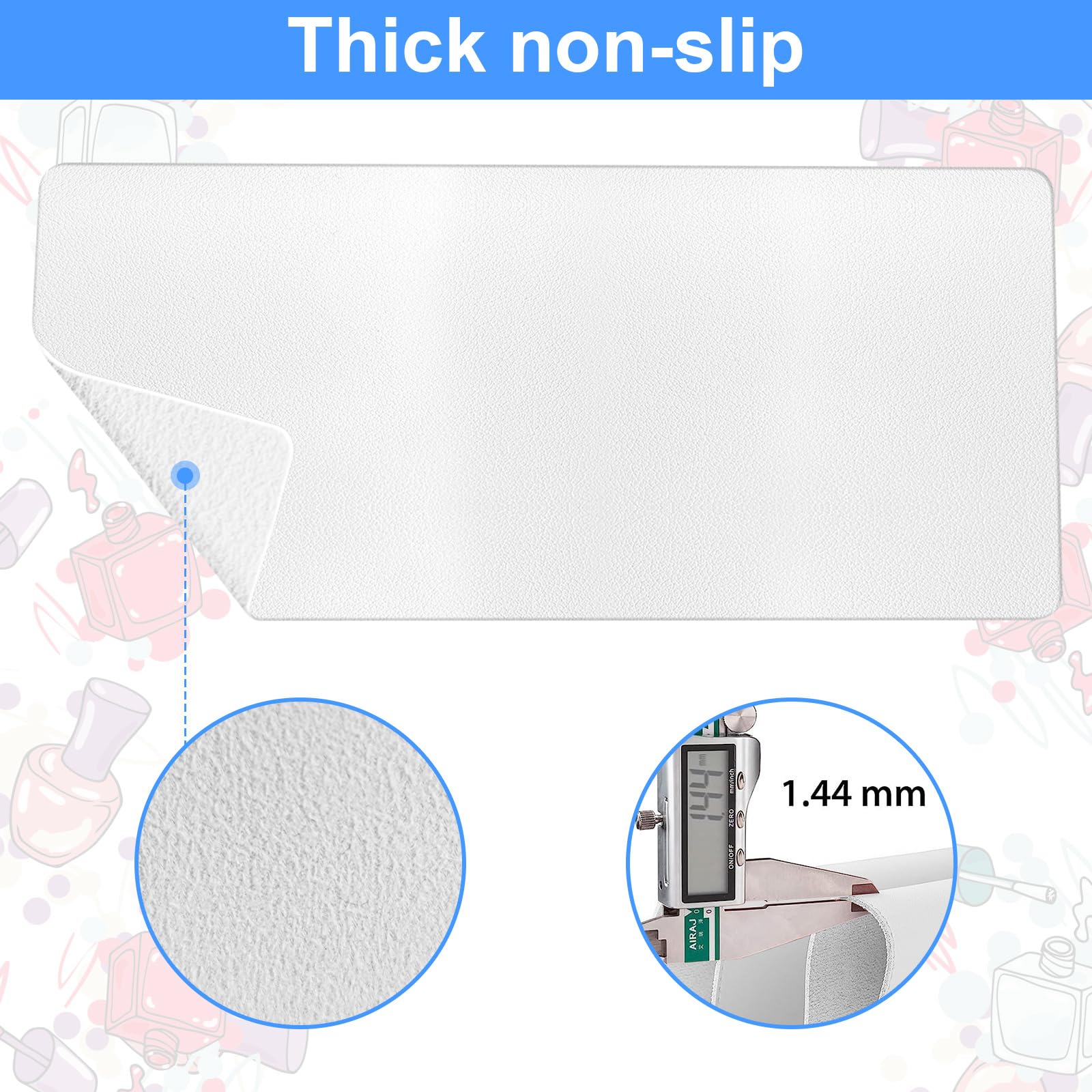 Foldable Nail Art Hand Rest Pad - Soft Microfiber PU Leather Manicure Table Mat for Nail Technicians | Salon & Home Use | Non-Slip Cushion for Comfortable Nail Services (White)