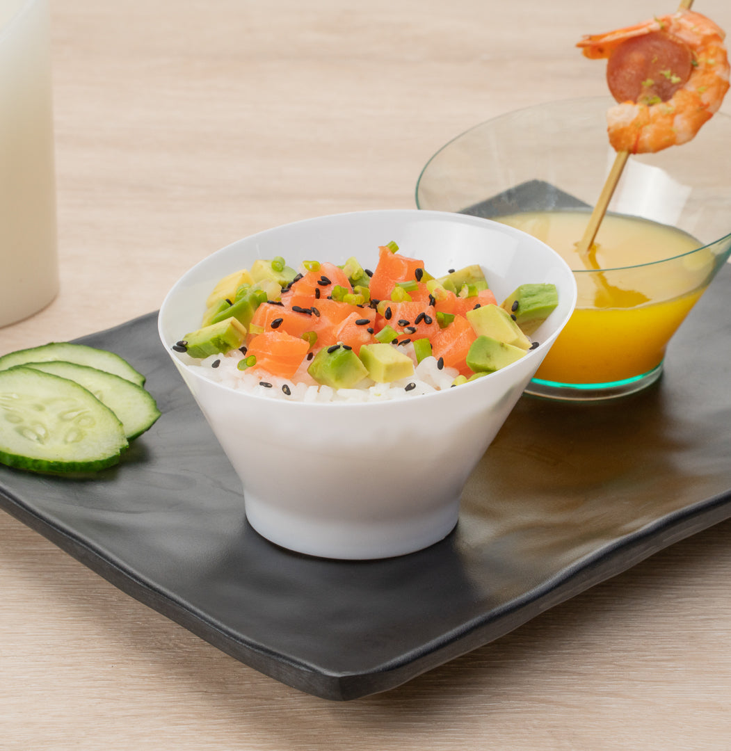 5 oz Round White Plastic Small Incline Bowl - 3.75
