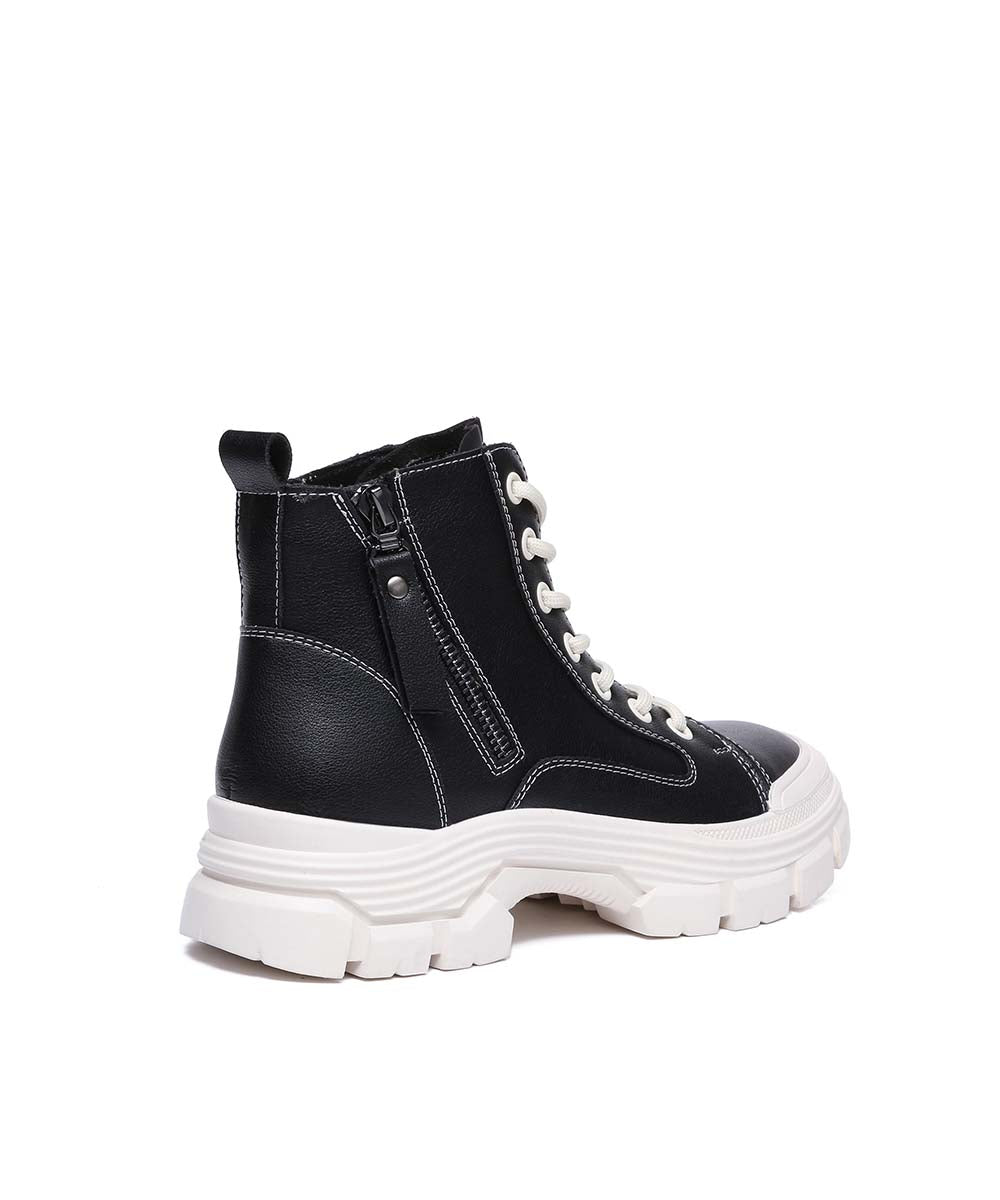 Women's Tall Leather Boots - Waterproof Ankle Booties for Winter, Fashionable Slip-Resistant Shoes for Women - Perfect for Outdoor Hiking, Casual Wear & Office