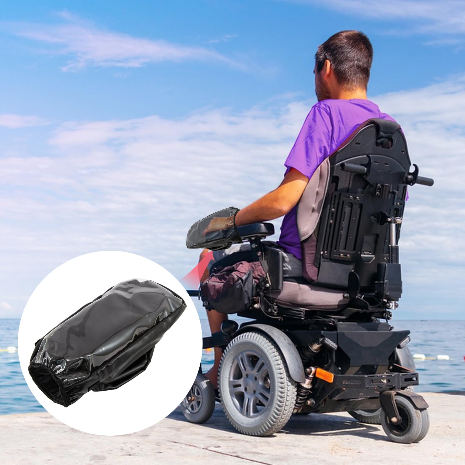 Waterproof Electric Wheelchair Joystick Cover Protector - Black | Durable Arm Control Shield for Power Wheelchairs | Perfect for Outdoor Use, Rain Protection & Daily Wheelchair Maintenance