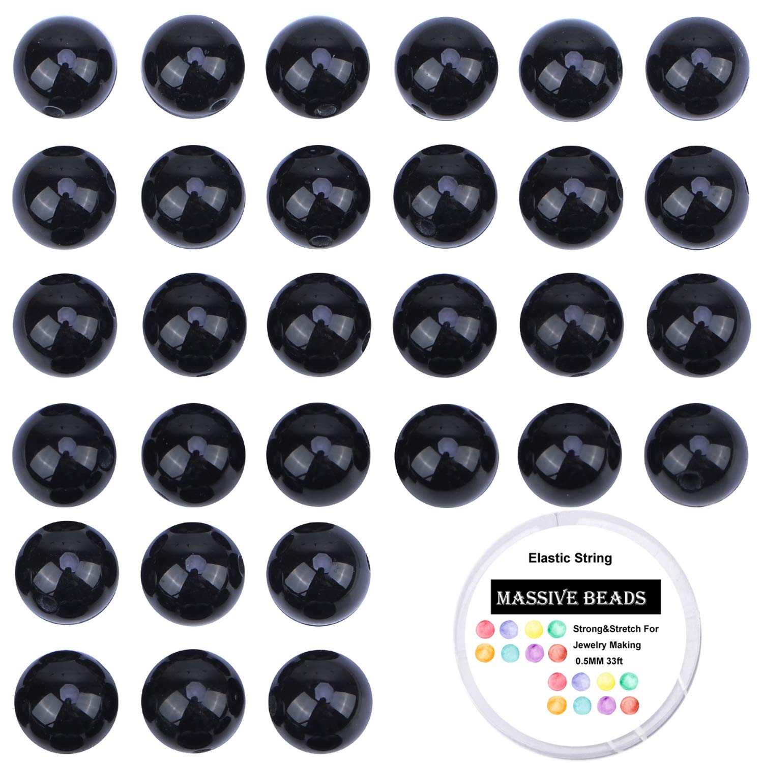 100Pcs Natural Black Onyx Crystal Beads 6MM Round Loose Gemstone Beads for Jewelry Making - DIY Bracelet, Necklace & Energy Healing Jewelry Supplies with Free Stretch Cord (Ideal for Meditation, Gifts & Spiritual Crafts)