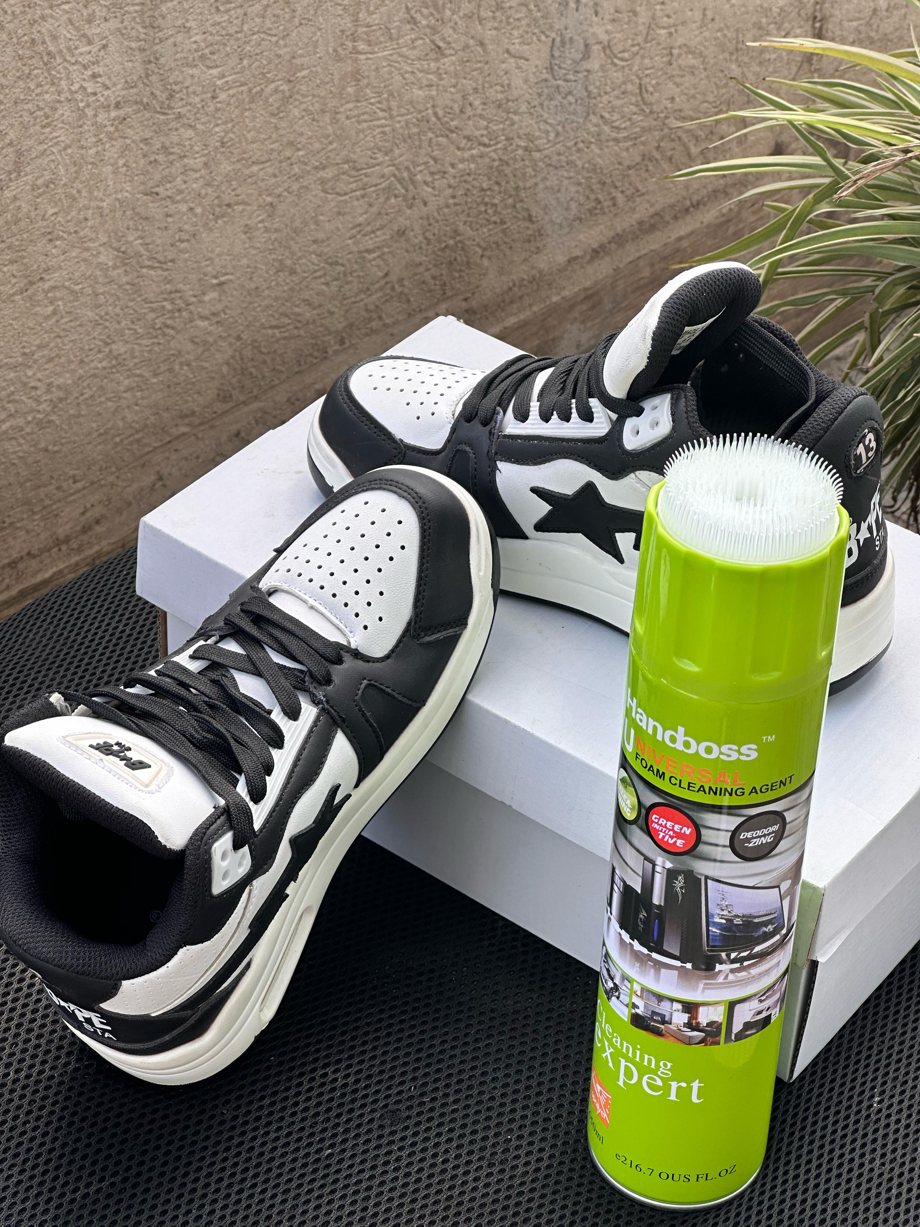 Bape Sta High Top Sneakers - Black & White Streetwear Shoes for Men | Casual Wear, Hip-Hop Fashion & Urban Style