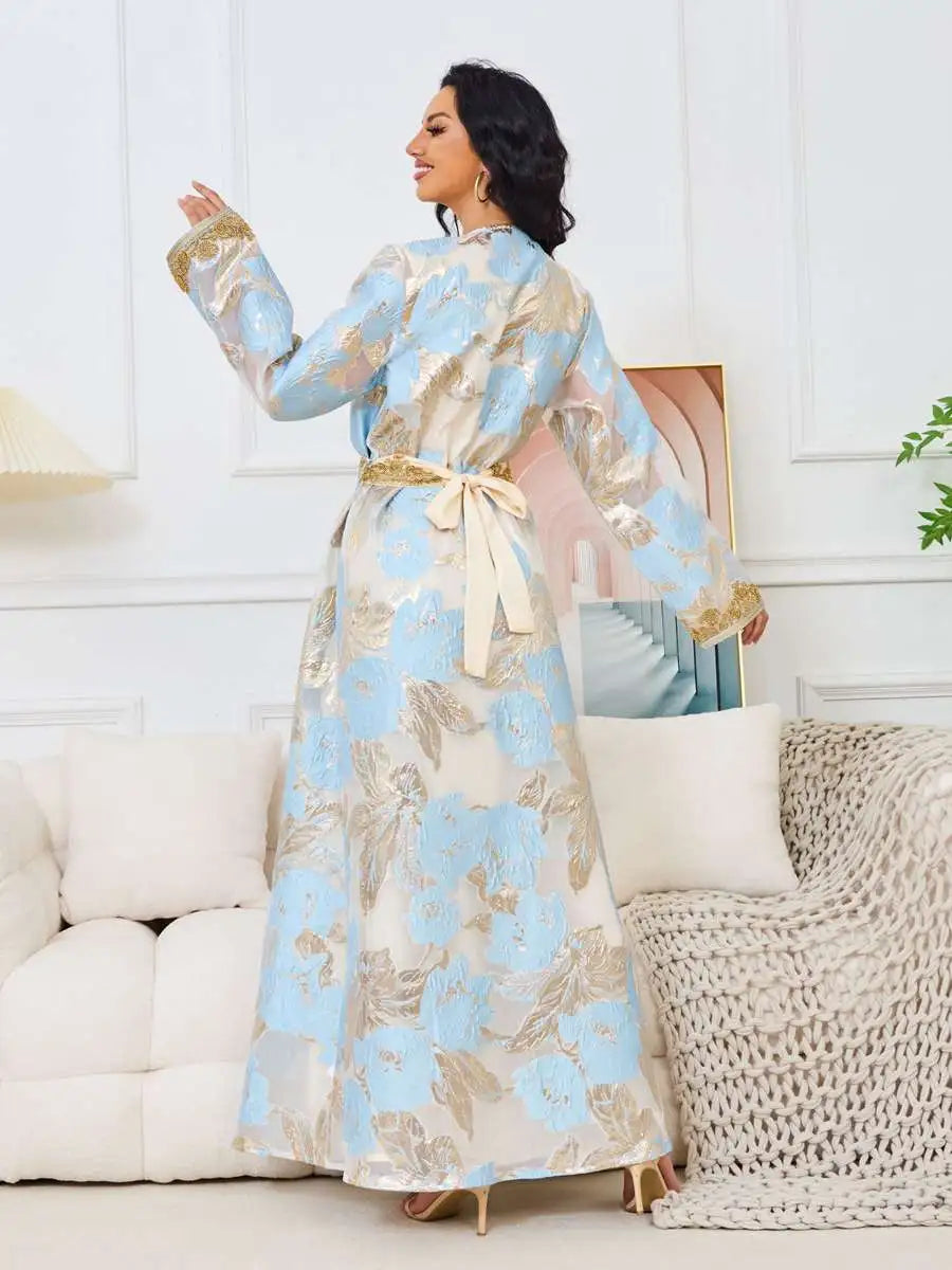 2 Piece Set Women's Elegant Eid Caftan Dress with Inner Sleeveless Lining - Perfect for Eid Celebrations, Ramadan Outfits & Special Occasions
