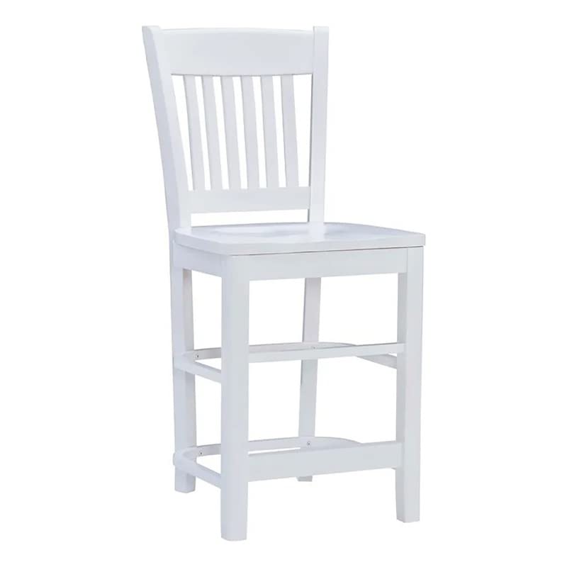 Riverbay Furniture 24 Inch White Transitional Wooden Bar Stools Set of 2 - Modern Kitchen Counter Height Stools for Breakfast Nook, Kitchen Island & Dining Room