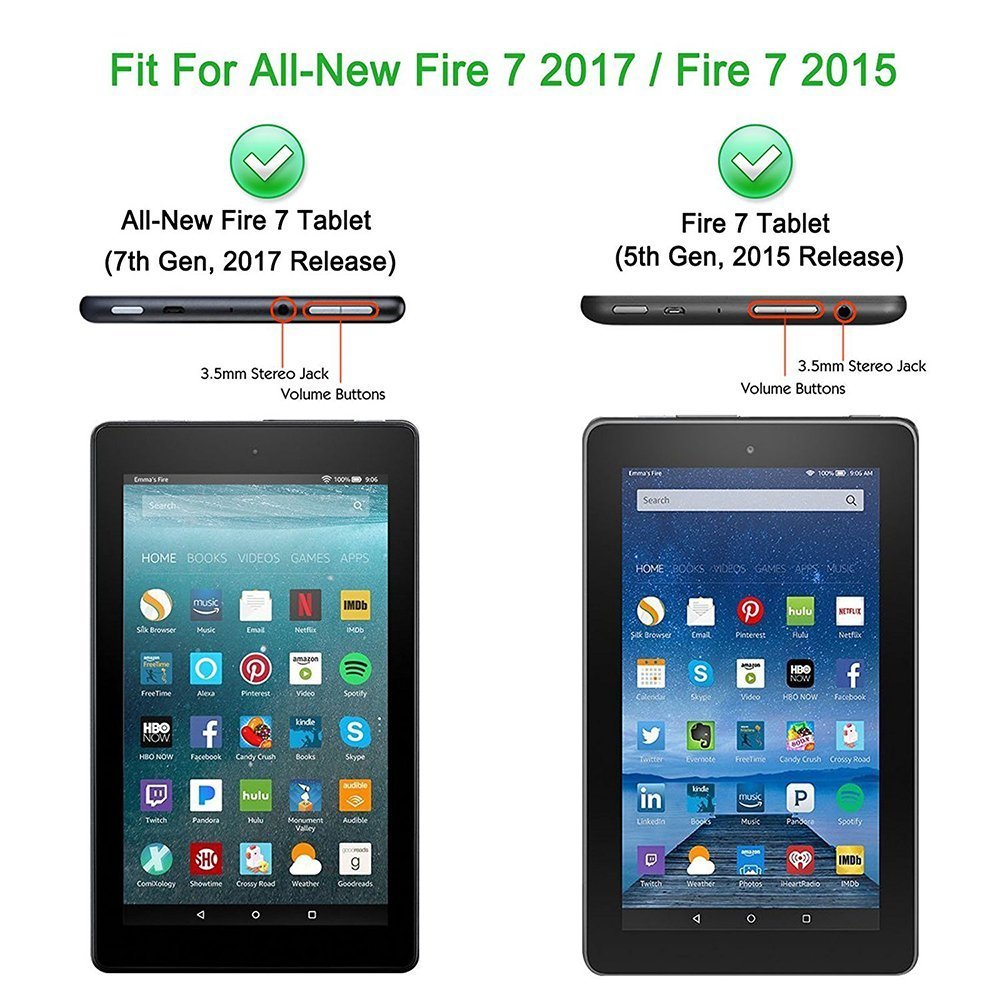 Amazon Fire 7 Tablet Case (2015 & 2017 Models) - Durable Protective Cover with Auto Wake/Sleep - Purple - Perfect for Home, Travel & School Use