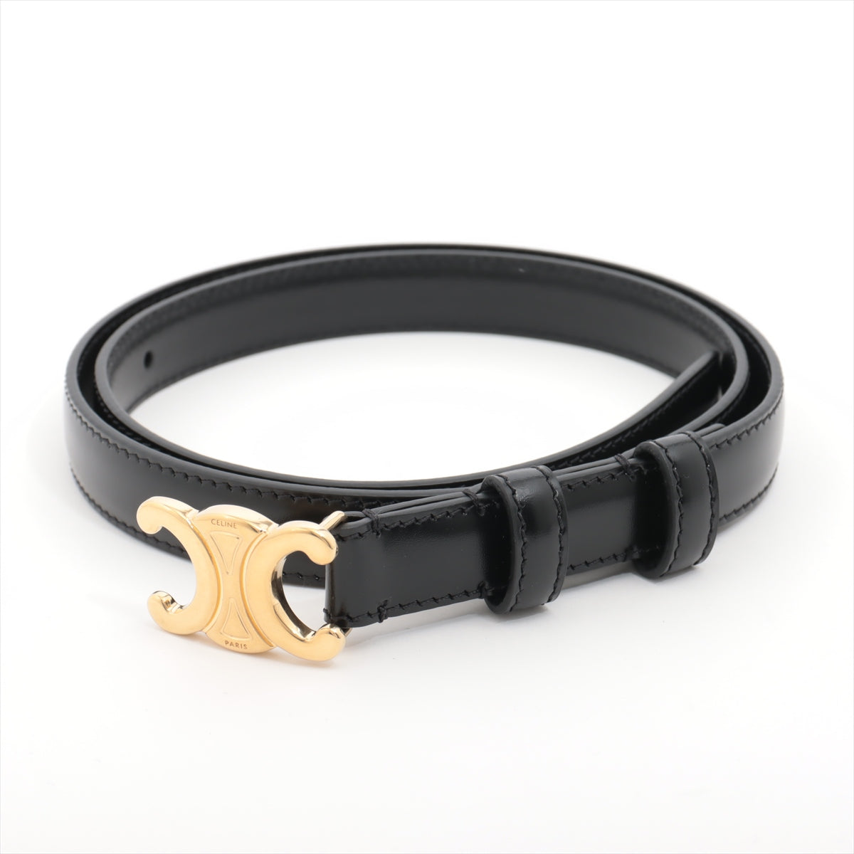 Celine Small Triomphe 75cm Black Leather Belt for Women | Luxury Designer Waist Belt | Perfect for Office, Party & Everyday Outfits