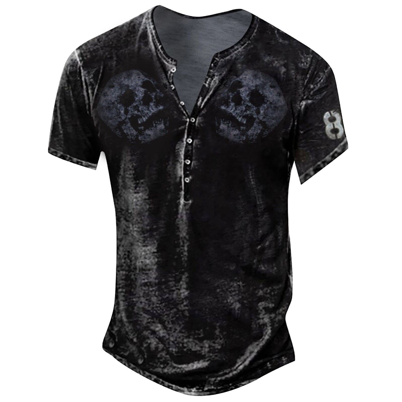 Men's Short Sleeve Henley Shirts - Casual Graphic Acid Washed T-Shirts | Lightweight Streetwear & Workout Tee for Gym, Running & Everyday Wear