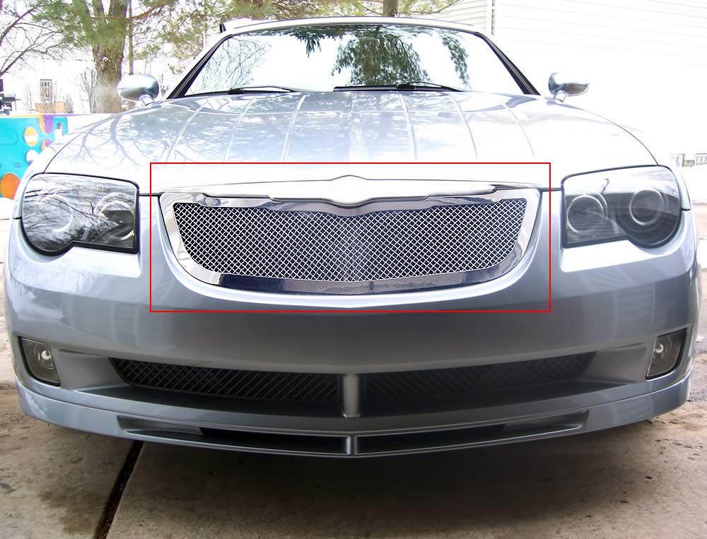 APS Compatible Stainless Steel Chrome Mesh Front Grill Grille Insert for 2004-2008 Chrysler Crossfire (R76525T) - Upgrade Your Car's Style & Protection