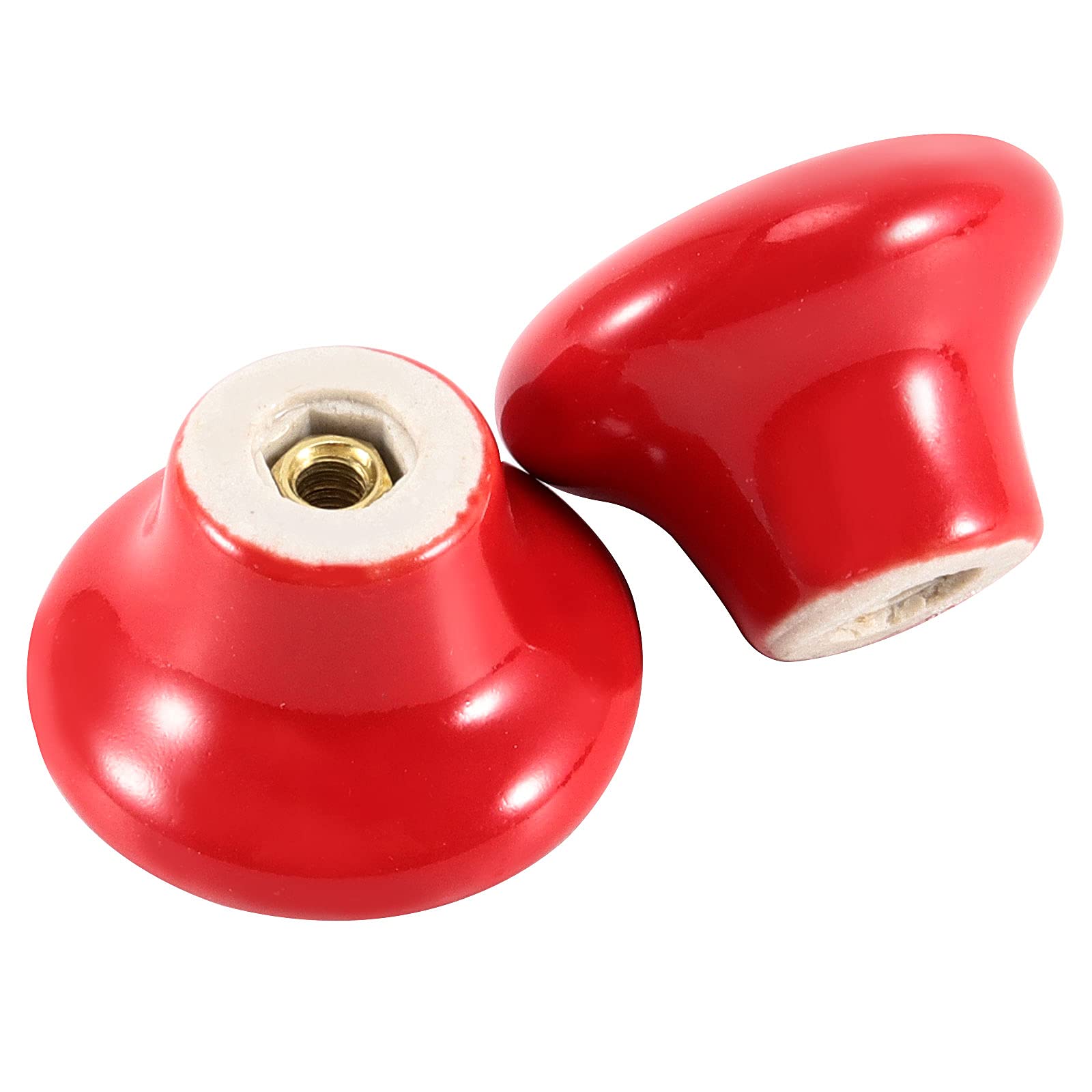 20 Pack Red Ceramic Cabinet Knobs - Vintage Round Drawer Pulls for Kitchen & Bathroom
