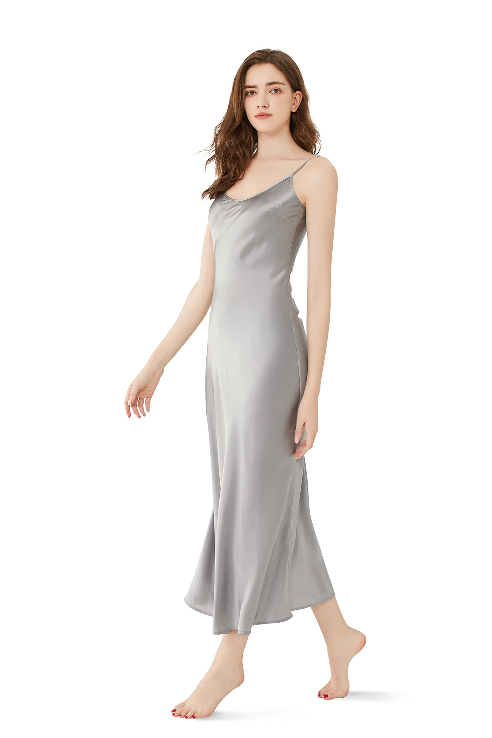 Orose Premium Low Cut Back Long Silk Nightgown for Women - Elegant Sleepwear & Loungewear for Comfortable Nights and Relaxing Evenings